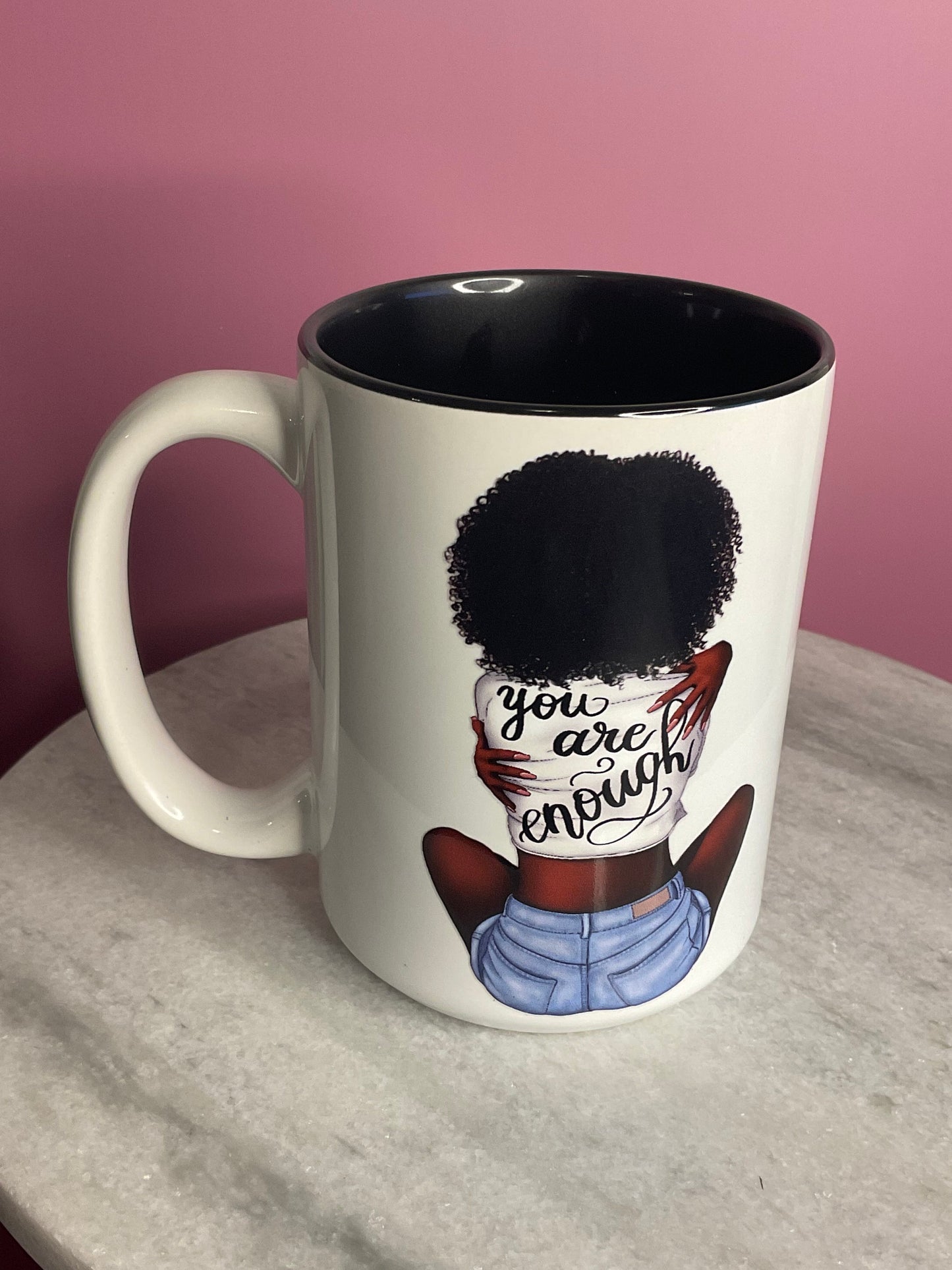 You Are Enough Coffee Mug: 15 oz Ceramic Two-Tone Mug