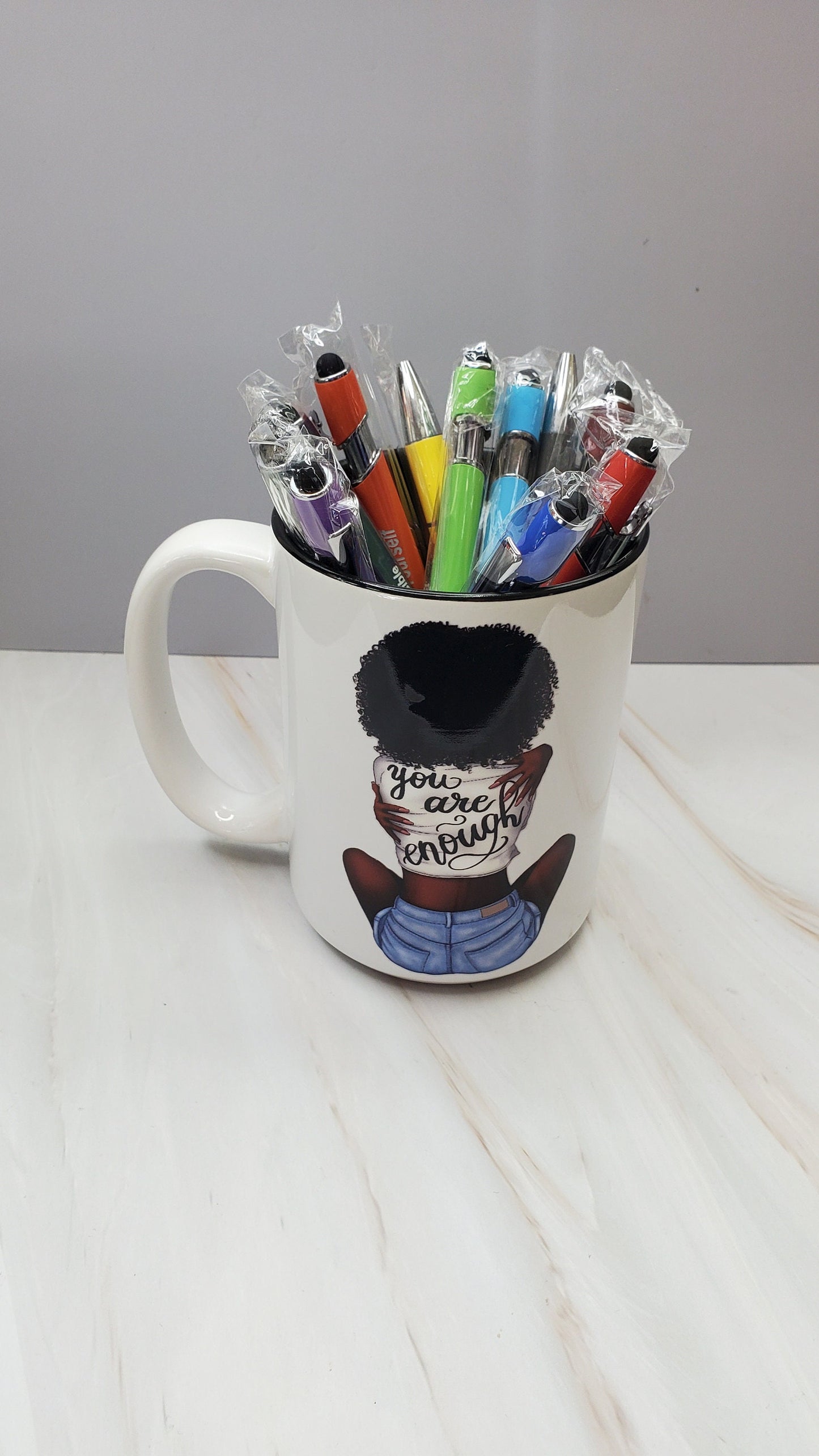 You Are Enough Coffee Mug: 15 oz Ceramic Two-Tone Mug