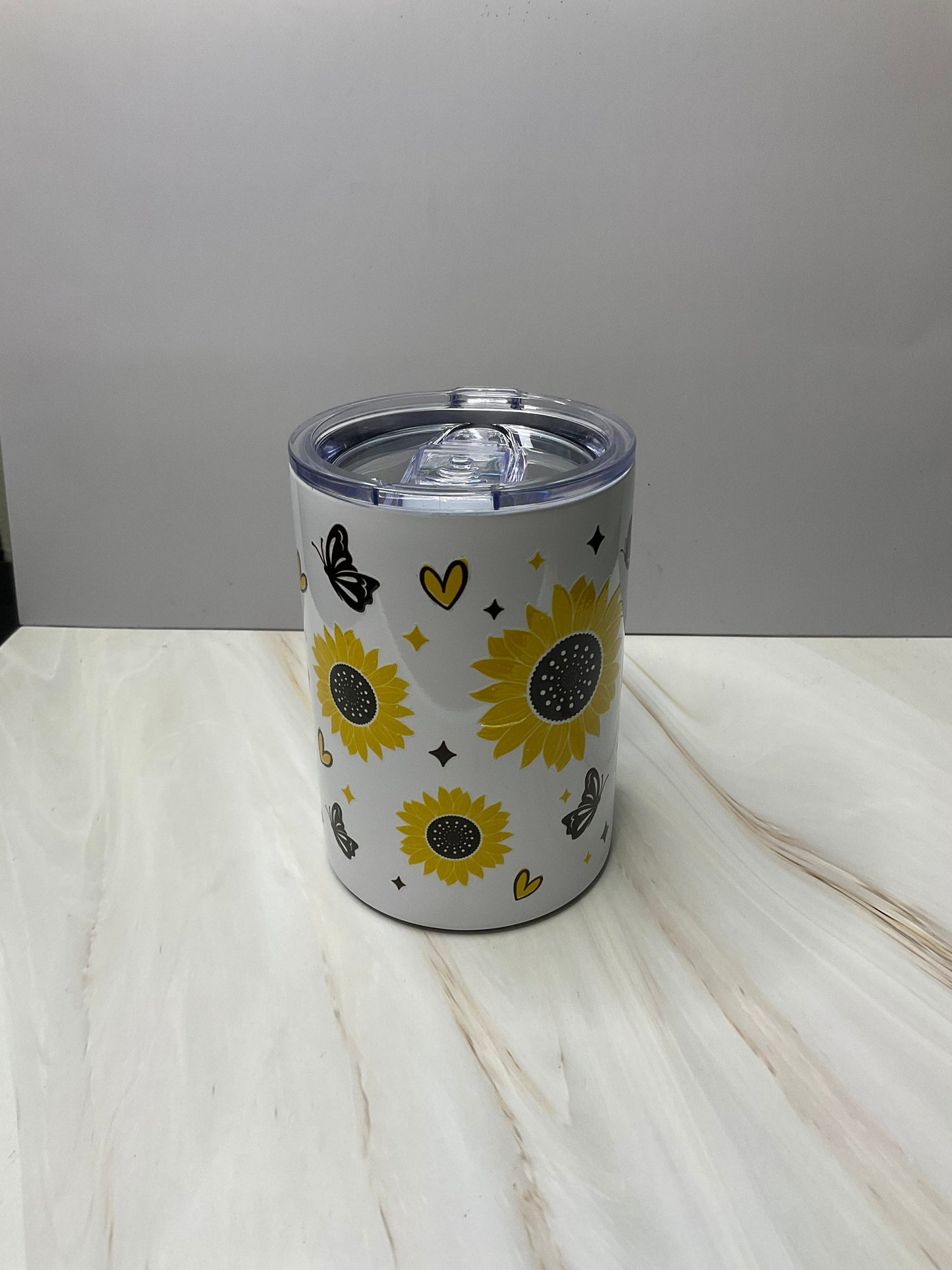 Sunflower Mug: Insulated Stainless Steel Coffee Mug with Lid (16 oz)