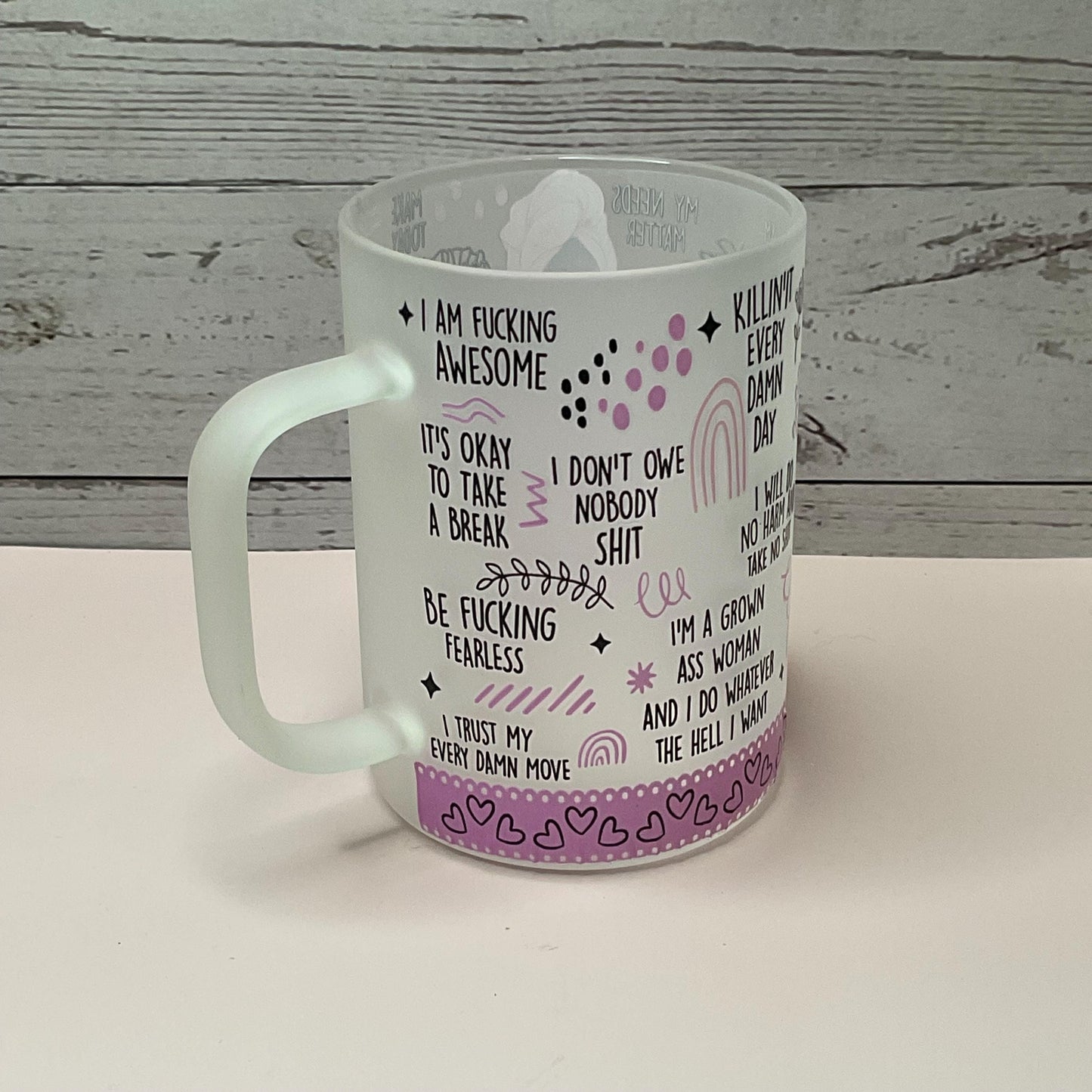 Affirmations Frosted Coffee Mug - Stylish Mom Gift (15 oz)