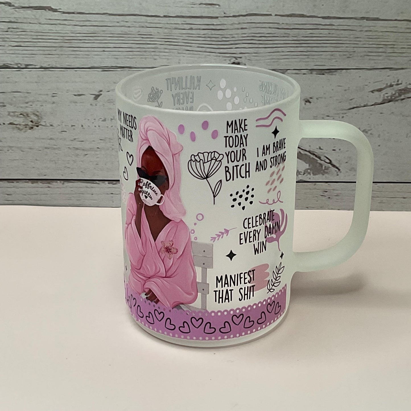 Affirmations Frosted Coffee Mug - Stylish Mom Gift (15 oz)