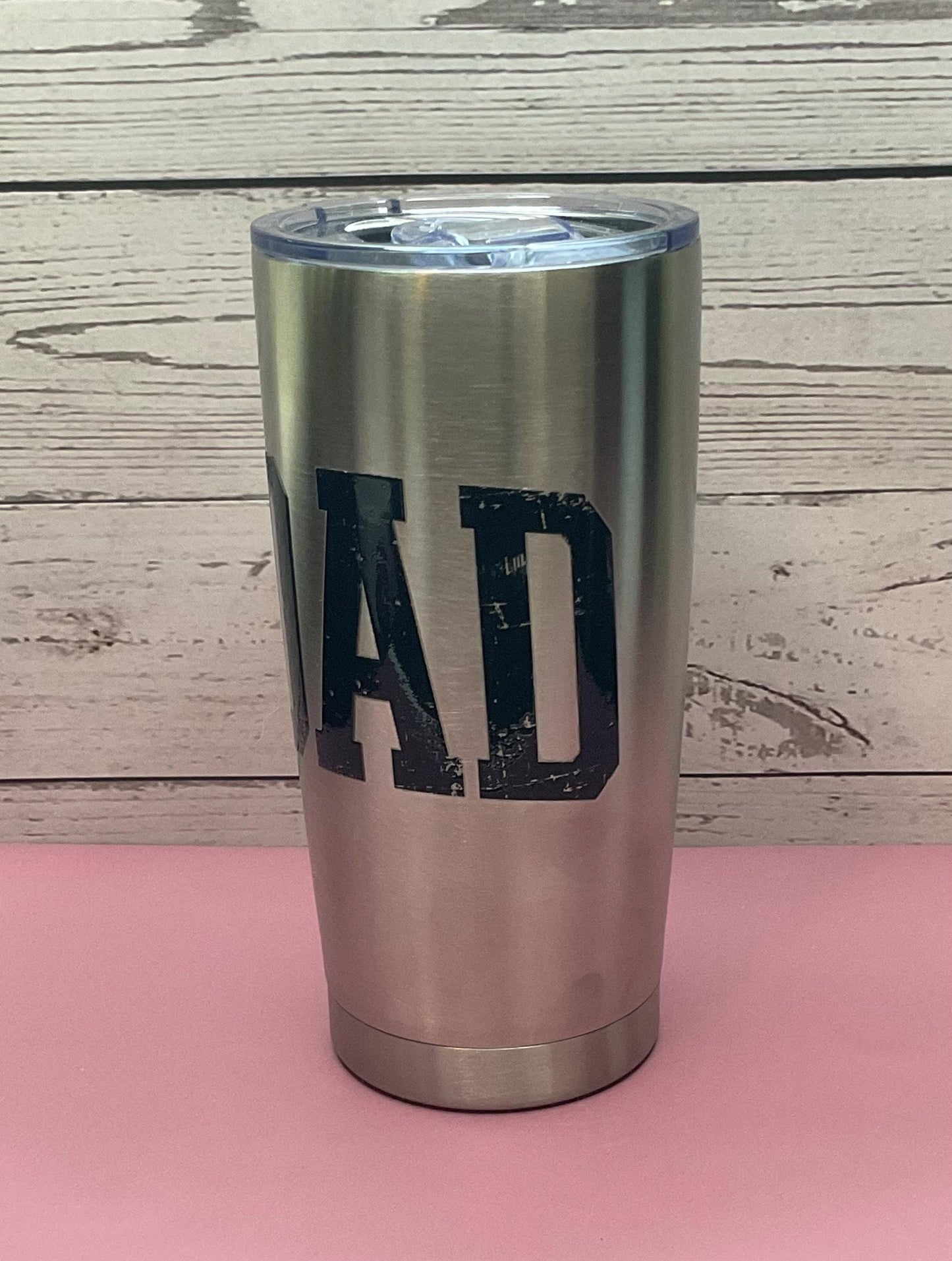DAD Silver Tumbler: Double Wall Insulated Stainless Steel, 20 oz