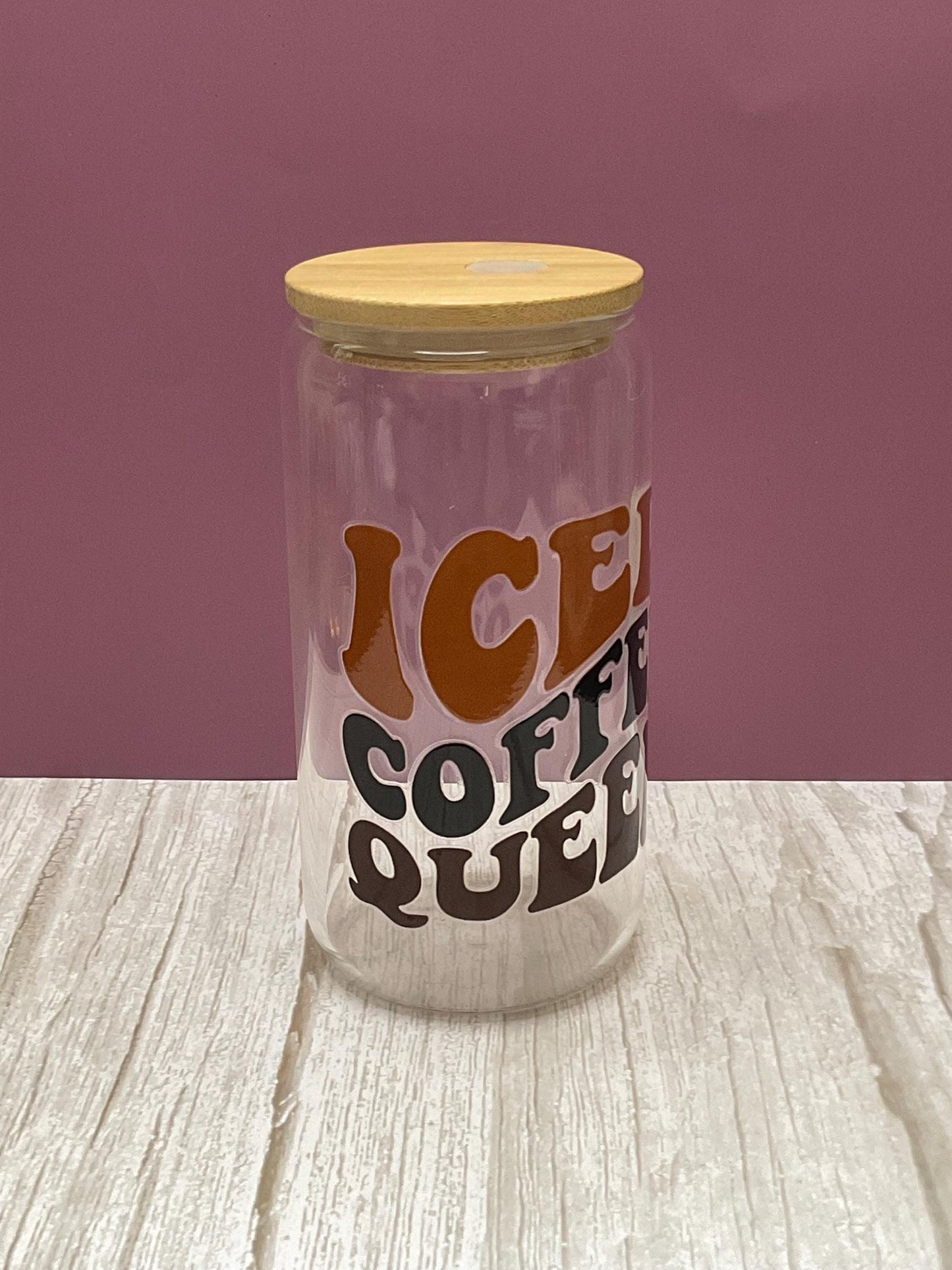 Iced Coffee Queen Glass Cup - 16 oz Iced Drink Tumbler