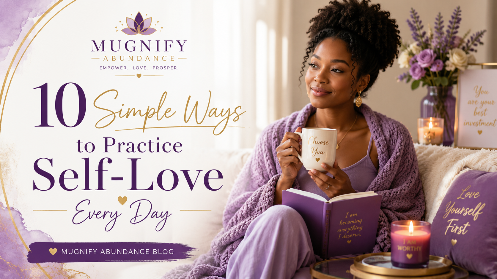 Woman having a peaceful day while drinking  tea and writing in her journal