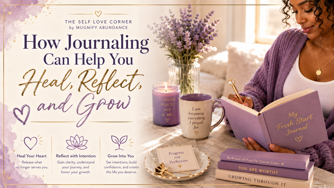 Woman having a peaceful day while drinking  tea and writing in her journal