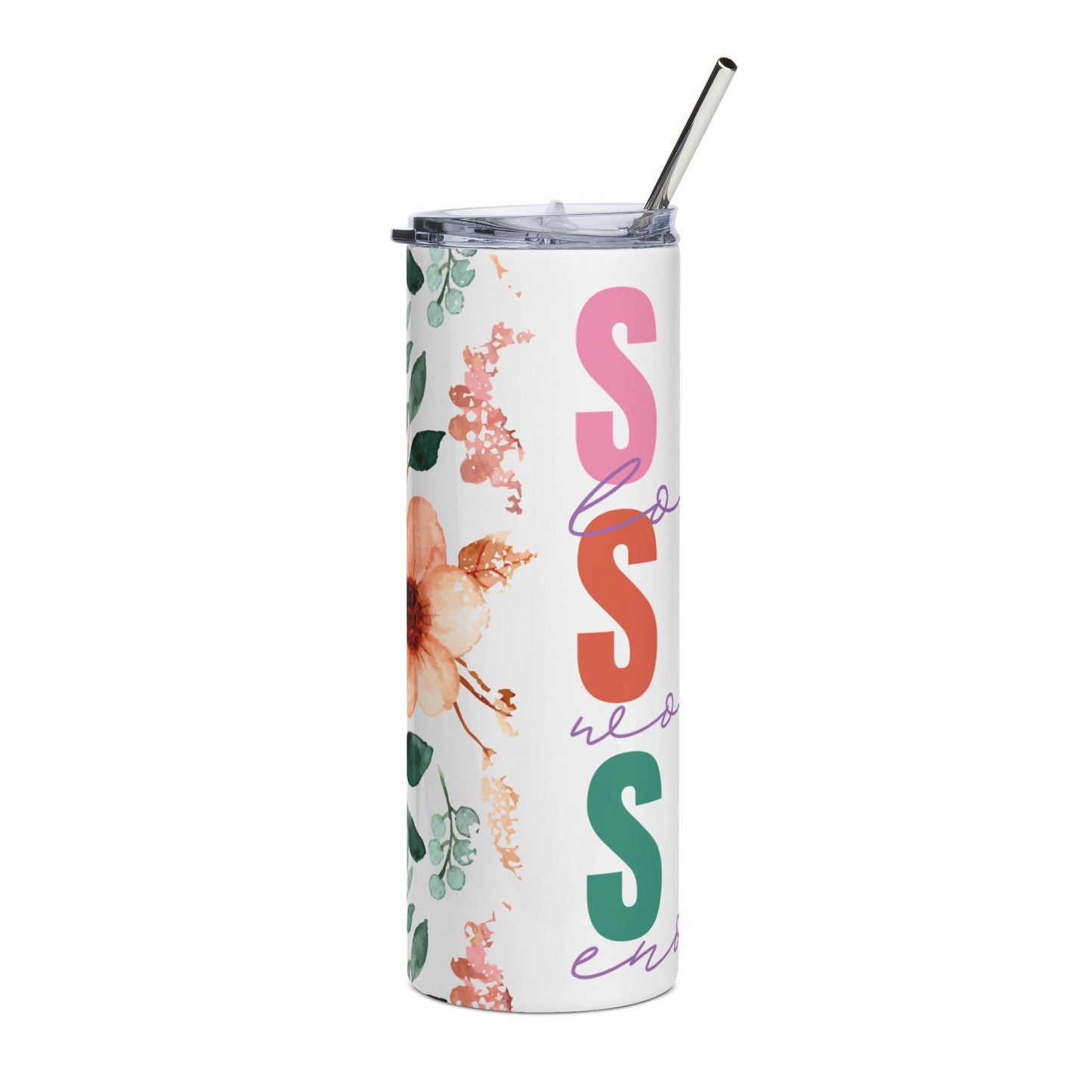 Sassy Floral 20oz Stainless Steel Tumbler — Motivational 'SHE' Design