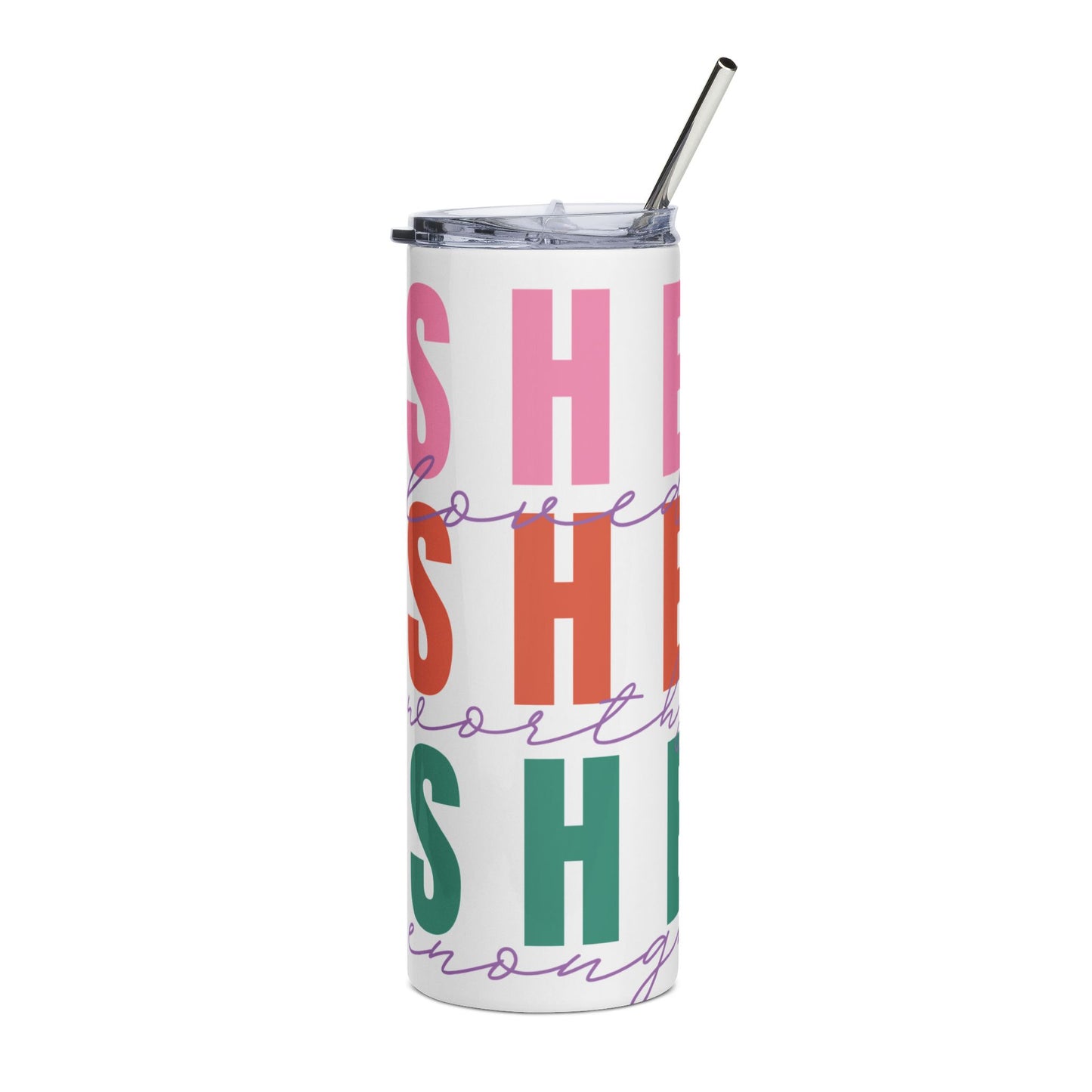 Sassy Floral 20oz Stainless Steel Tumbler — Motivational 'SHE' Design