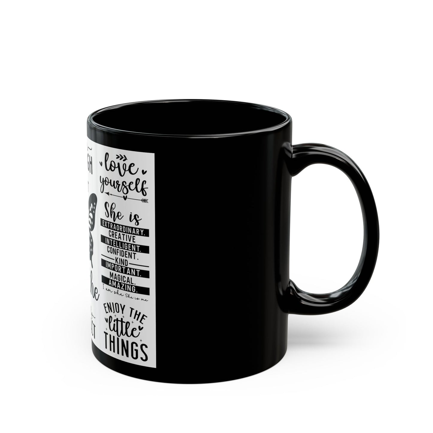 Inspirational Butterfly Mug — 'Just Breathe' Motivational Coffee Cup (Black, 11oz/15oz)