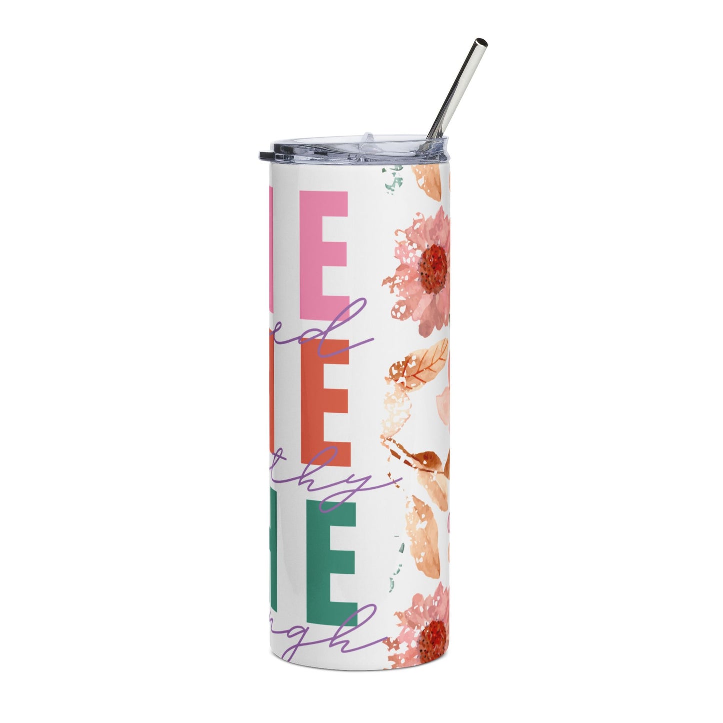 Sassy Floral 20oz Stainless Steel Tumbler — Motivational 'SHE' Design
