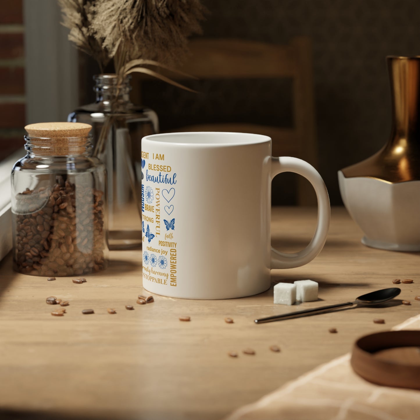 Inspirational Jumbo Mug - 20oz Motivational Quotes and Butterfly Design