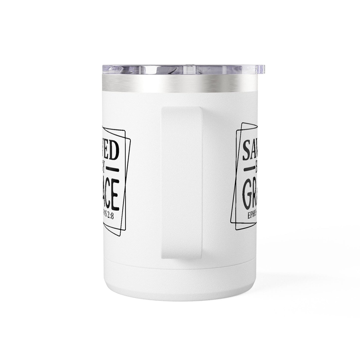 Saved by Grace 15oz Travel Mug – Ephesians 2:8 Christian Tumbler