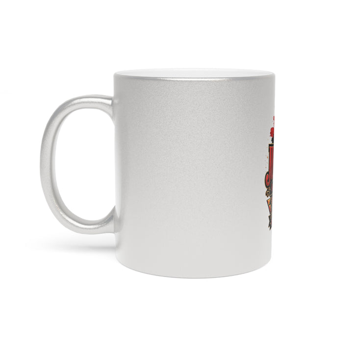 Juneteenth Metallic Mug — Raised Fist Pan-African Design (Silver/Gold, 11oz)