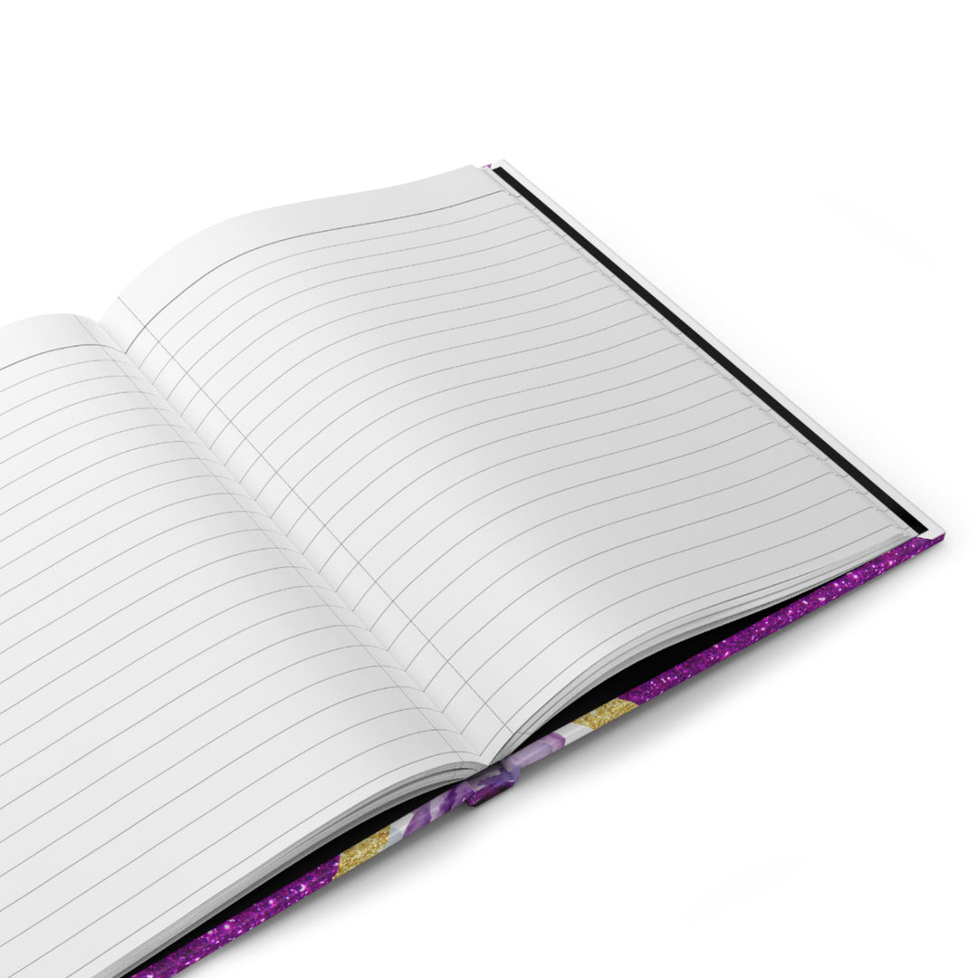 Lavender Rose Glitter-Stripe Hardcover Journal — 150 Lined Pages