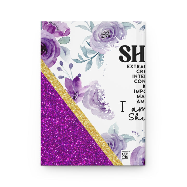 Lavender Rose Glitter-Stripe Hardcover Journal — 150 Lined Pages