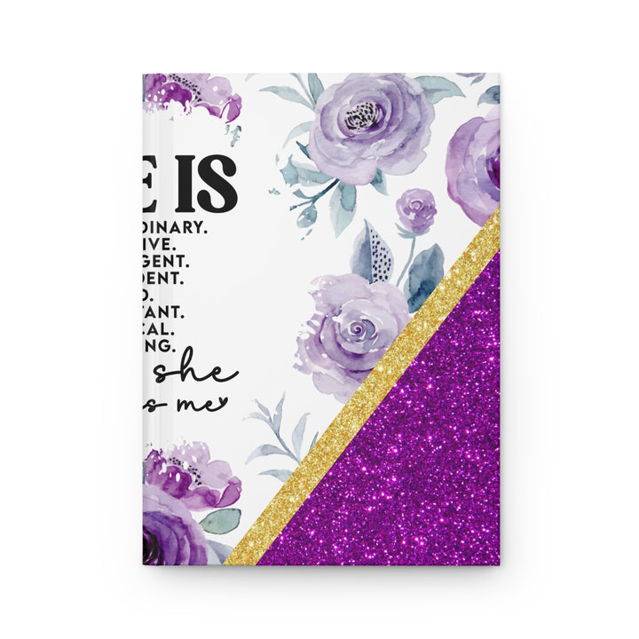 Lavender Rose Glitter-Stripe Hardcover Journal — 150 Lined Pages