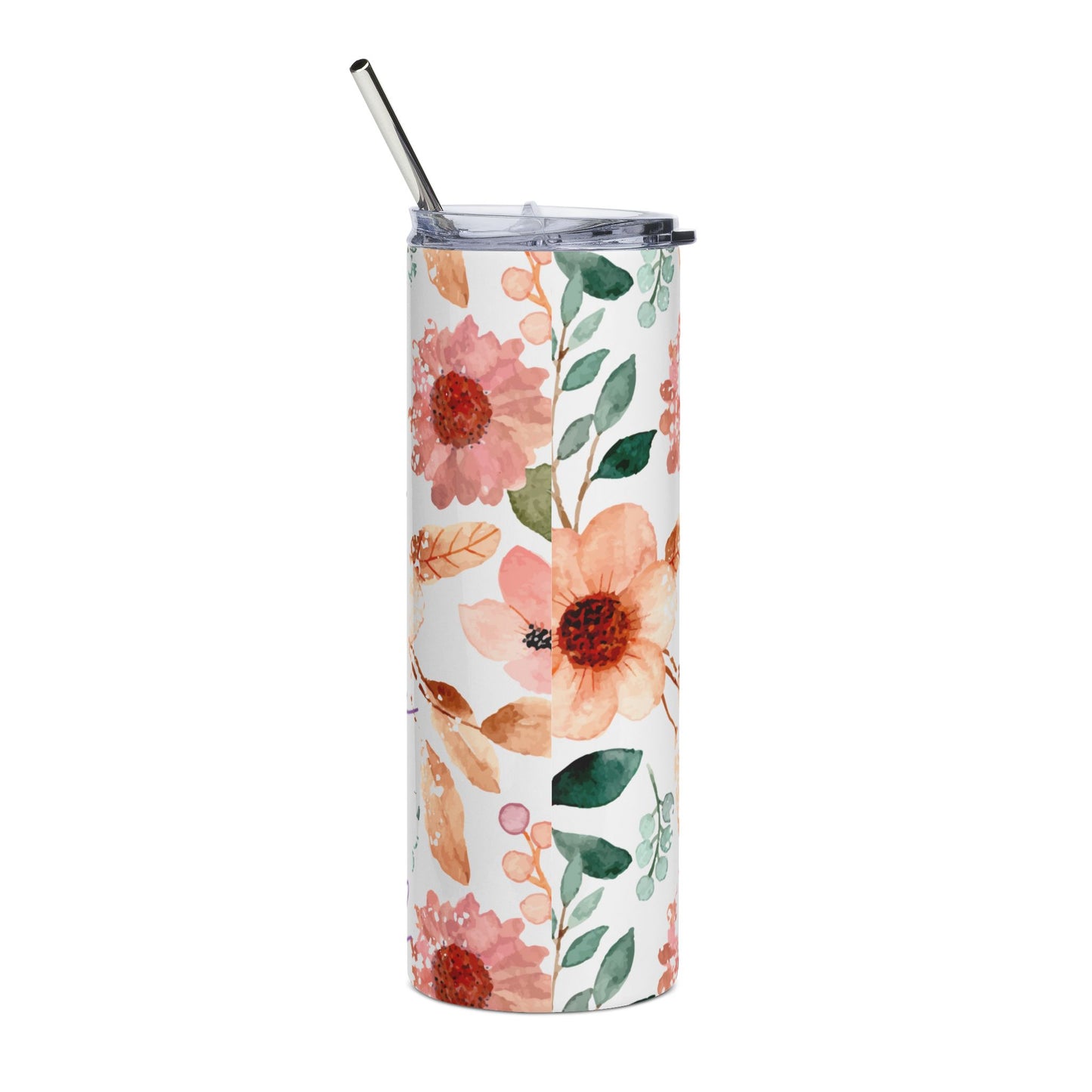 Sassy Floral 20oz Stainless Steel Tumbler — Motivational 'SHE' Design