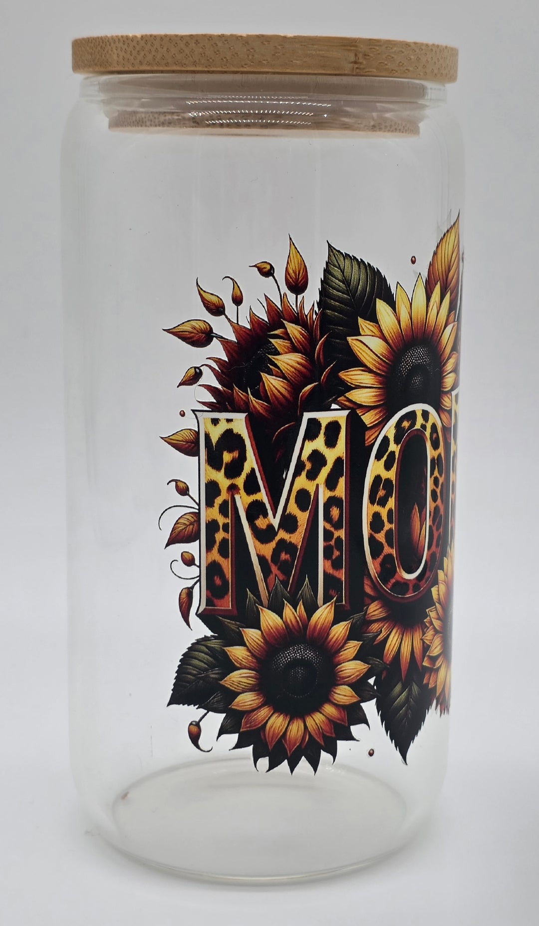 Mother’s Day Gift Bundle for Mom | Sunflower Leopard MOM Frosted Glass Cup, Journal with Pen &amp; Coaster Set | Unique Self Care Gift for Mom