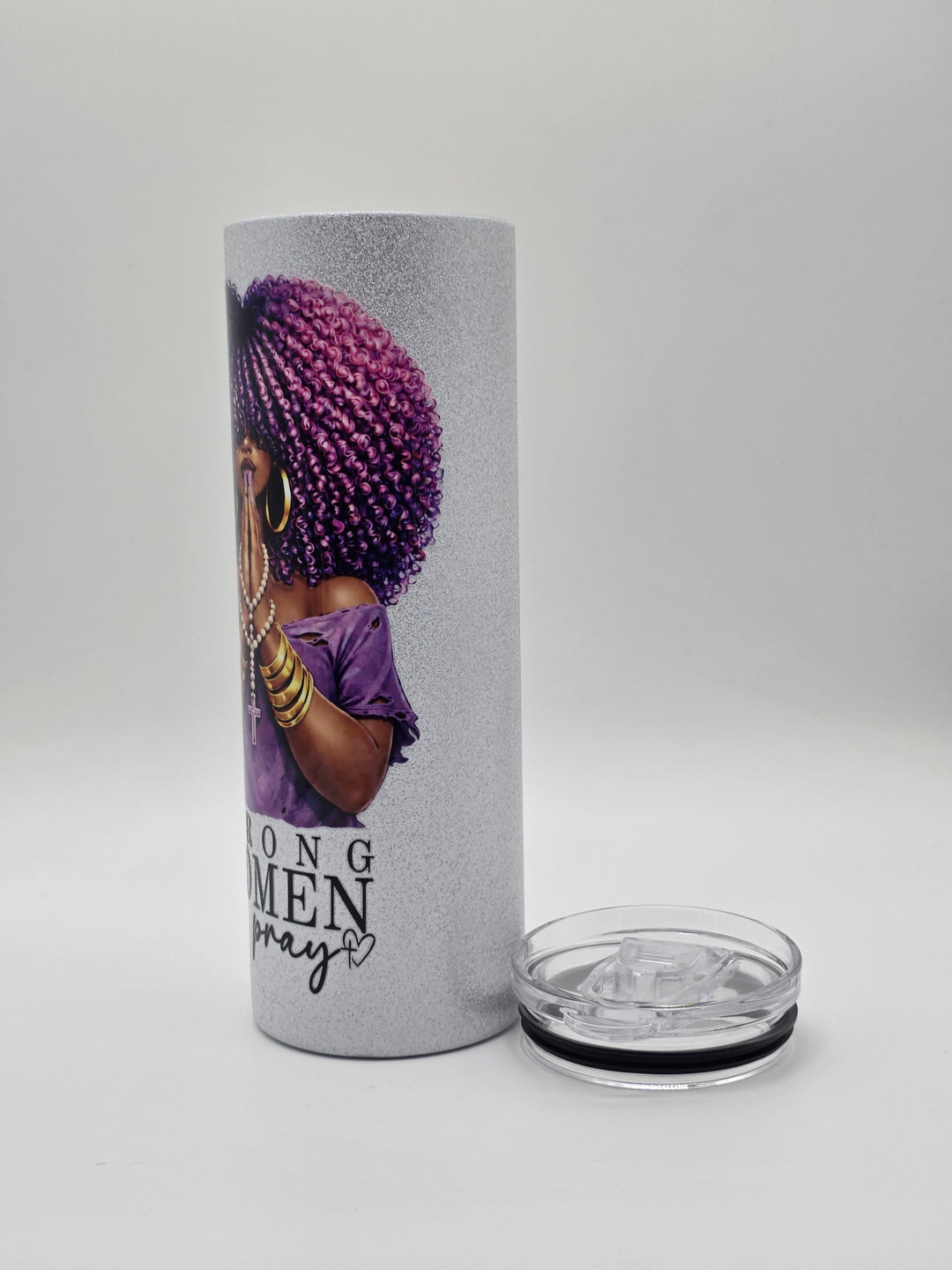 Strong Women Pray Purple 20 oz Skinny Tumbler
