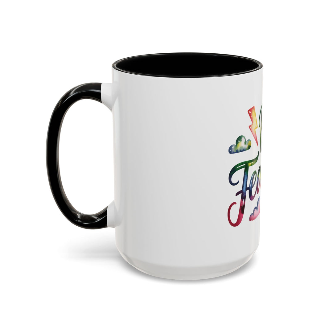 Be Fearless Accent Coffee Mug — Colorful Inspirational Ceramic Mug (11/15oz)