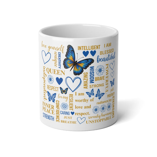 Inspirational Jumbo Mug - 20oz Motivational Quotes and Butterfly Design