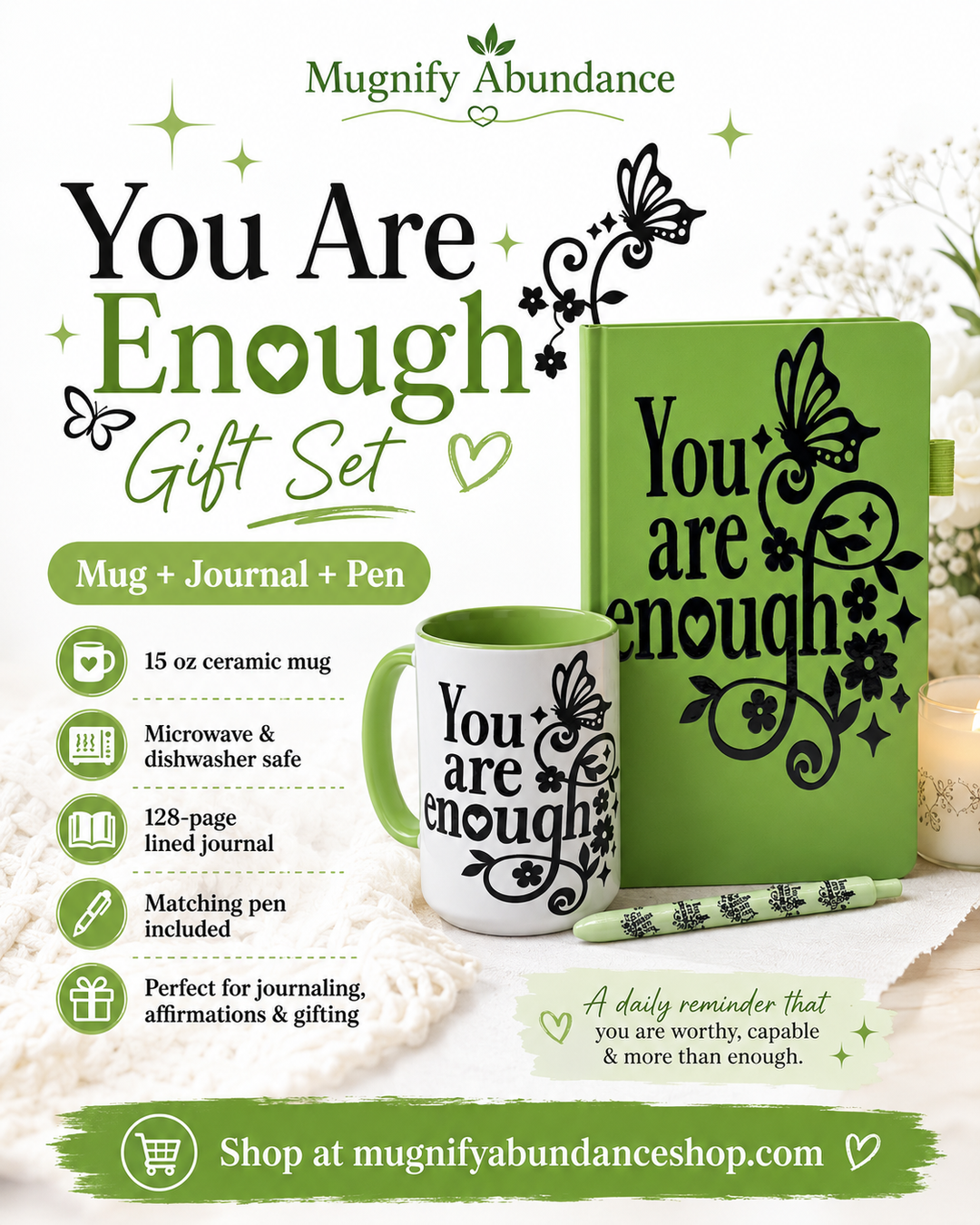 You Are Enough Affirmation Mug &amp; Journal Set