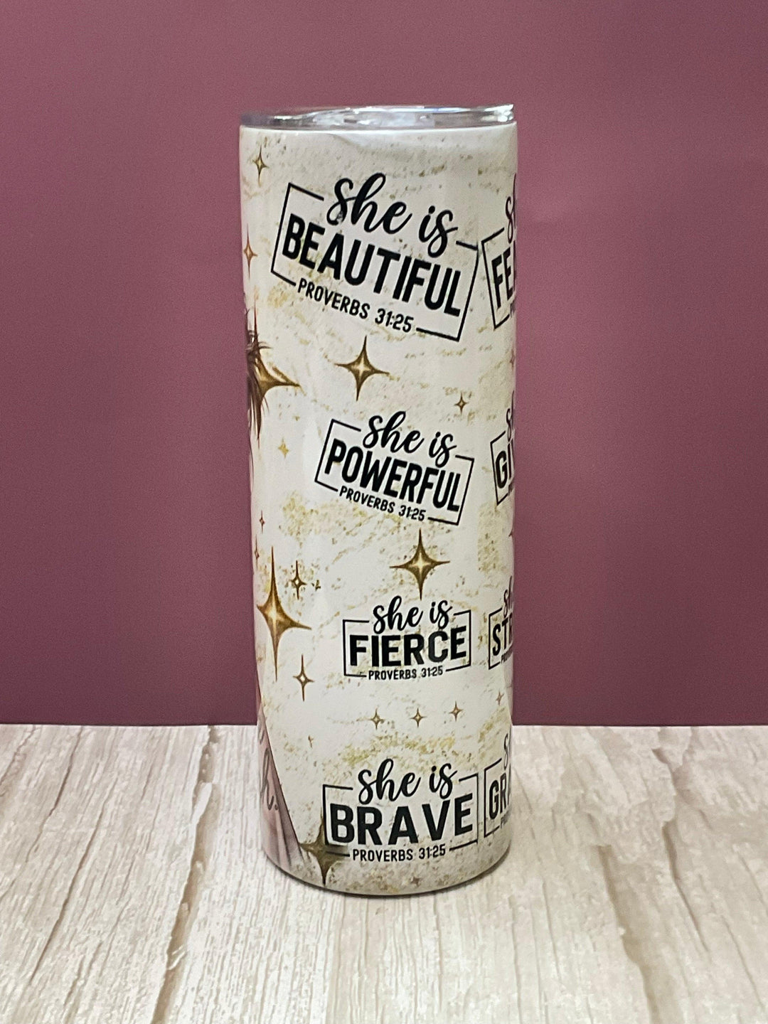 She Is Phenomenal – Proverbs 31:25 Tumbler | Christian Gift for Women | Faith &amp; Self-Love Cup