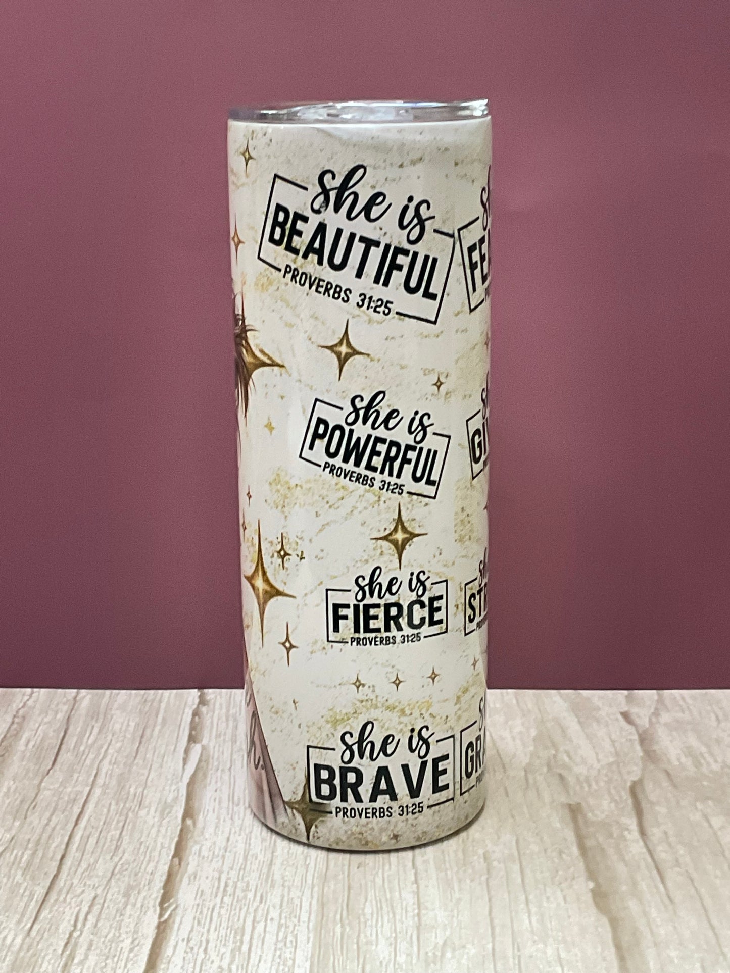 She Is Phenomenal – Proverbs 31:25 Tumbler | Christian Gift for Women | Faith & Self-Love Cup