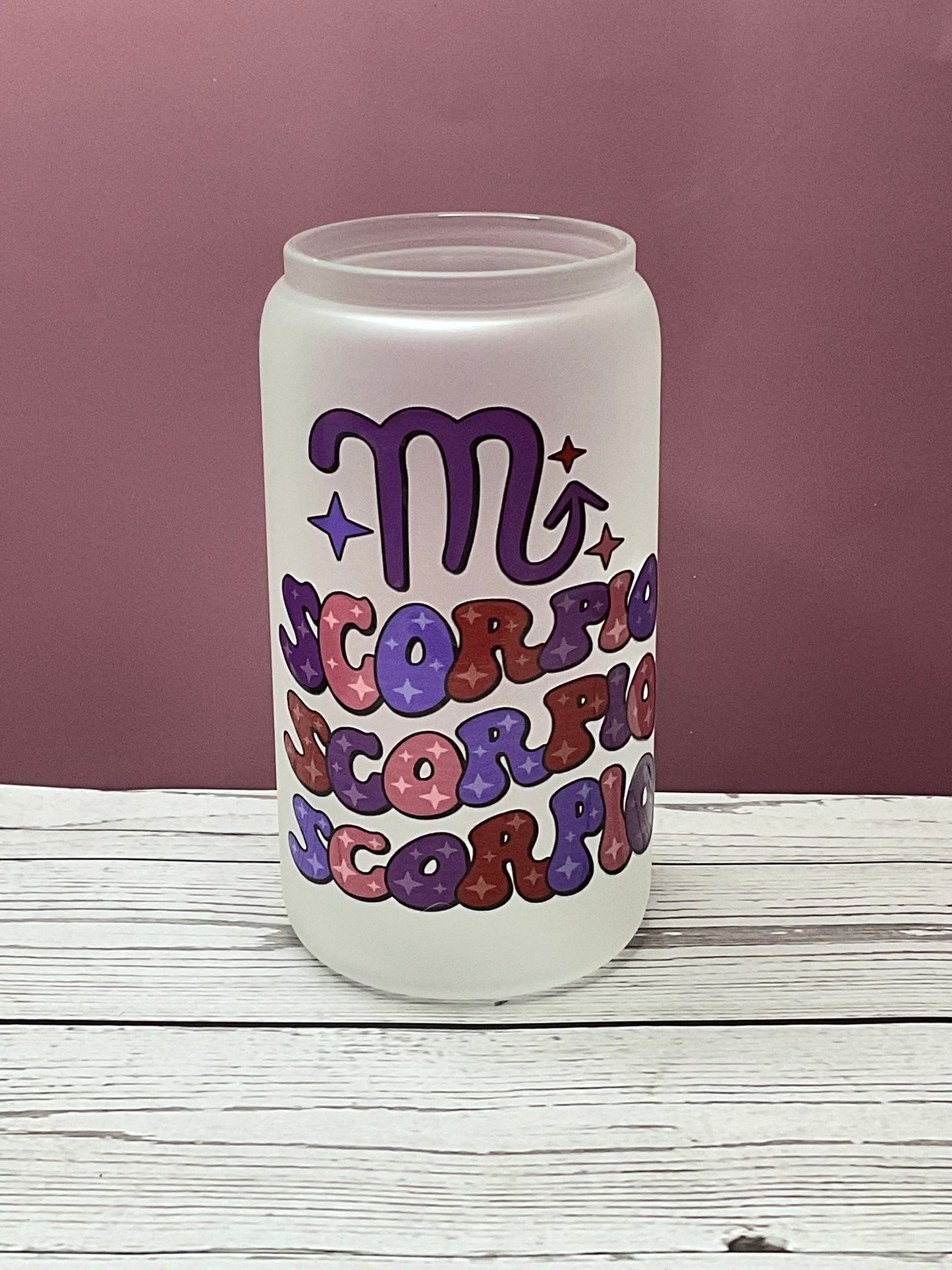 Scorpio Frosted Glass Can – Zodiac Energy Cup | Mugnify Abundance