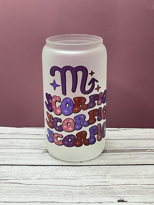 Scorpio Frosted Glass Can – Zodiac Energy Cup | Mugnify Abundance