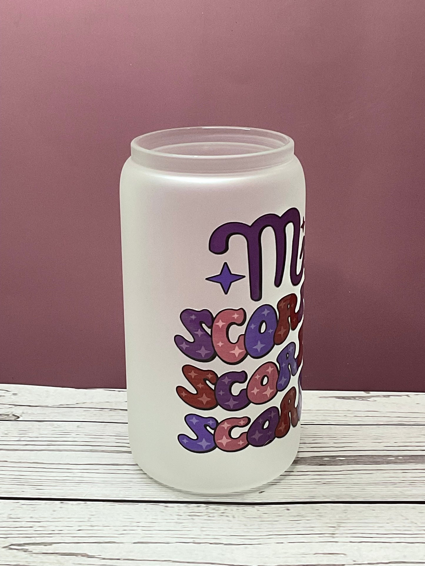 Scorpio Frosted Glass Can – Zodiac Energy Cup | Mugnify Abundance