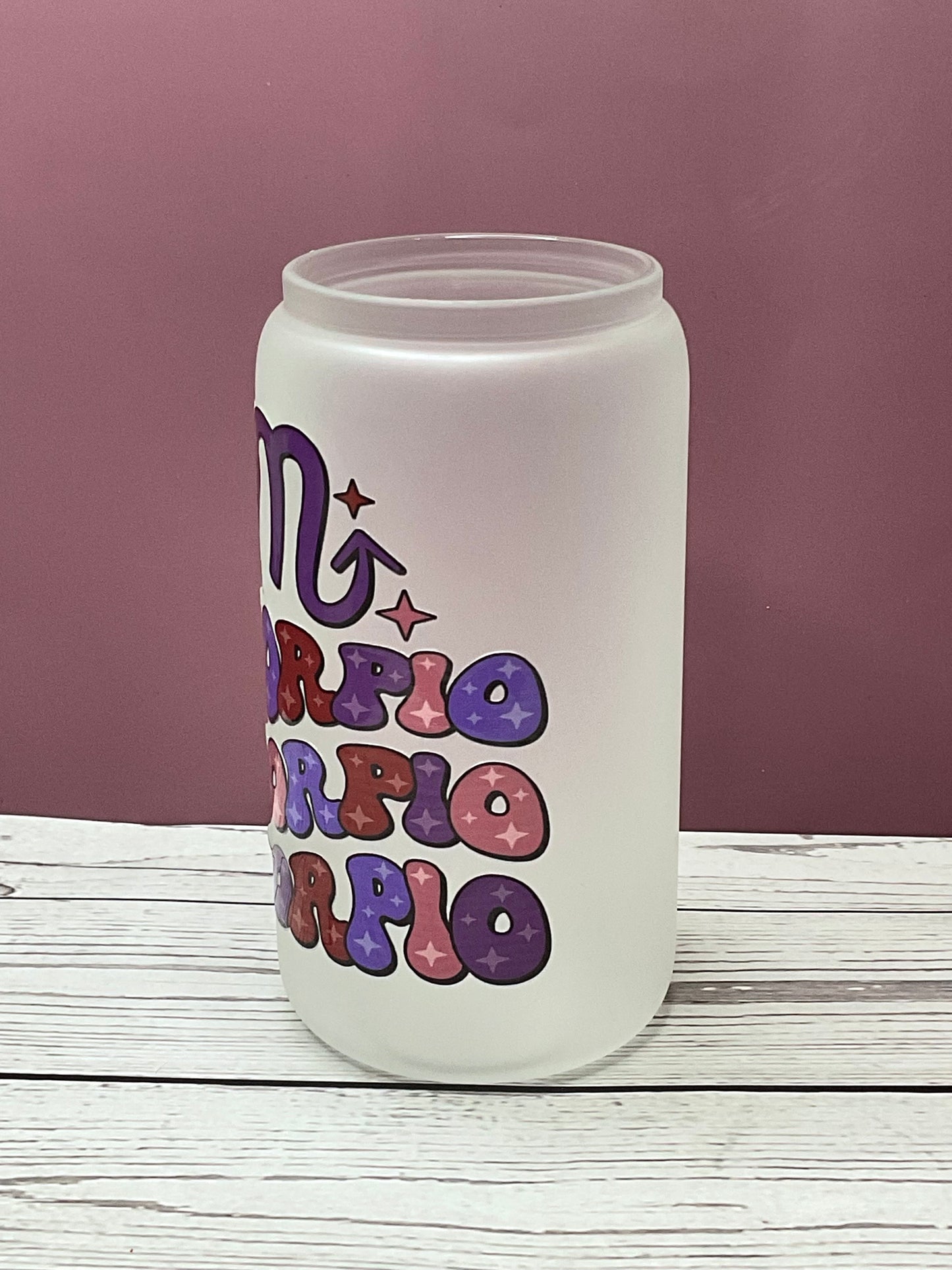 Scorpio Frosted Glass Can – Zodiac Energy Cup | Mugnify Abundance