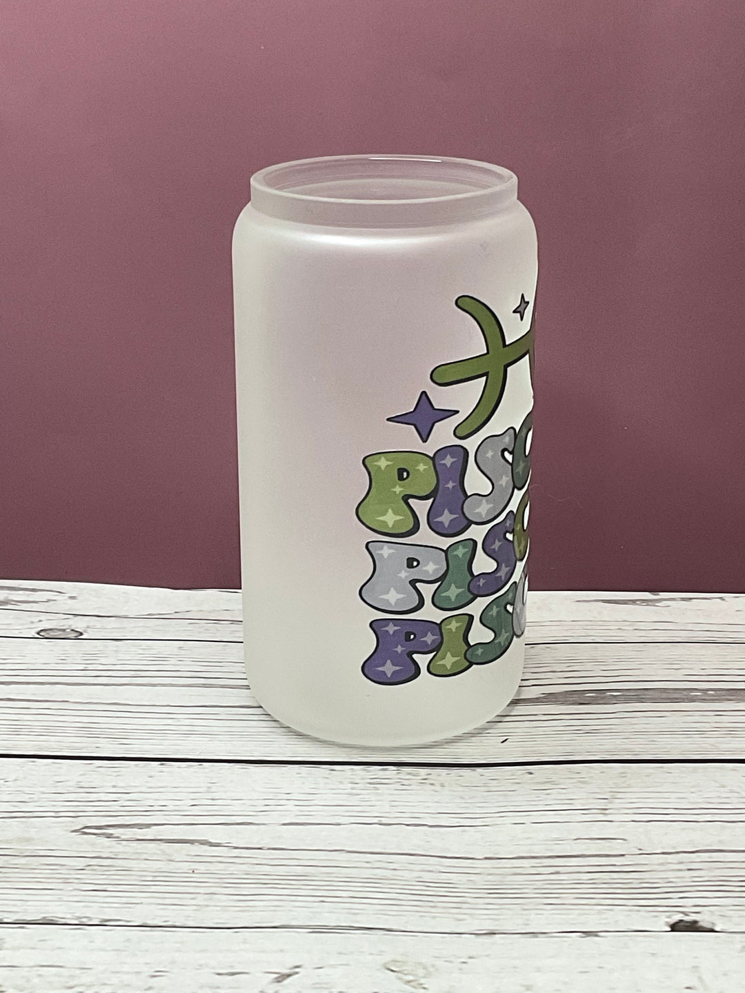 Pisces Frosted Glass Can – Zodiac Energy Cup | Mugnify Abundance