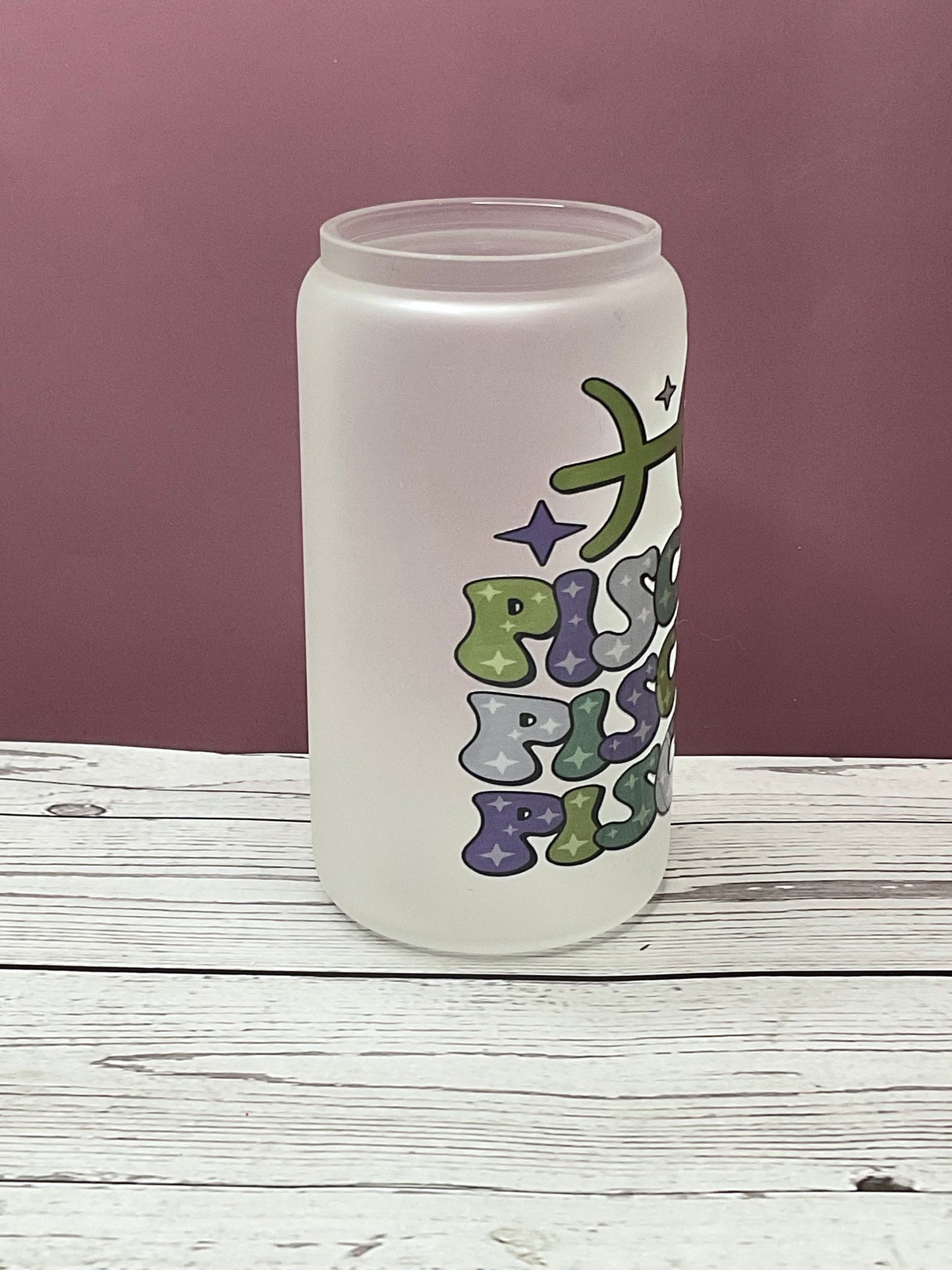 Pisces Frosted Glass Can – Zodiac Energy Cup | Mugnify Abundance