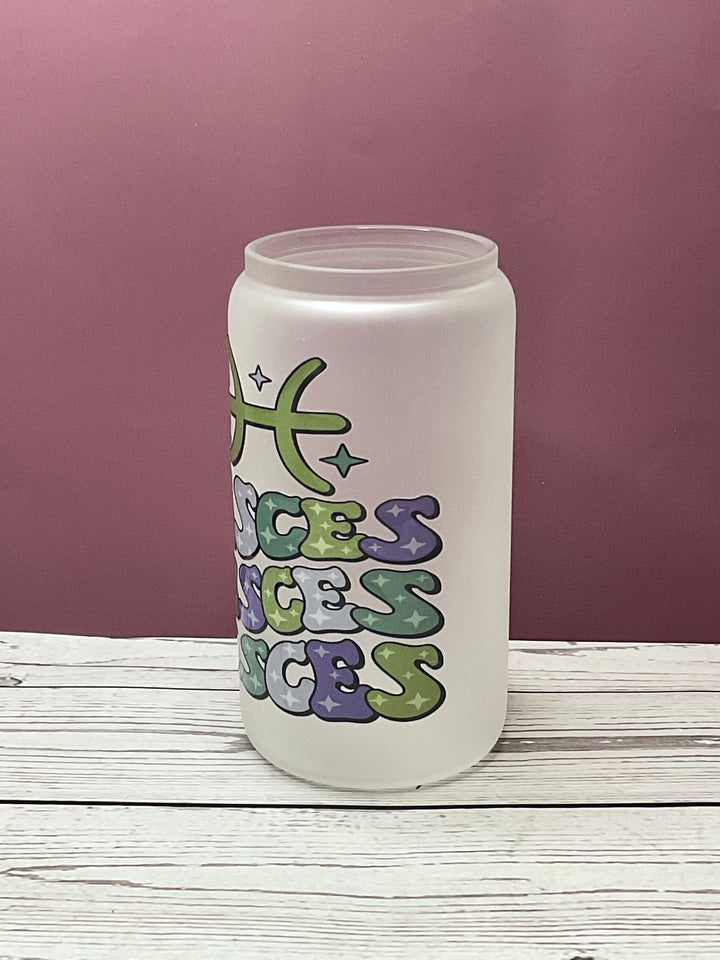 Pisces Frosted Glass Can – Zodiac Energy Cup | Mugnify Abundance