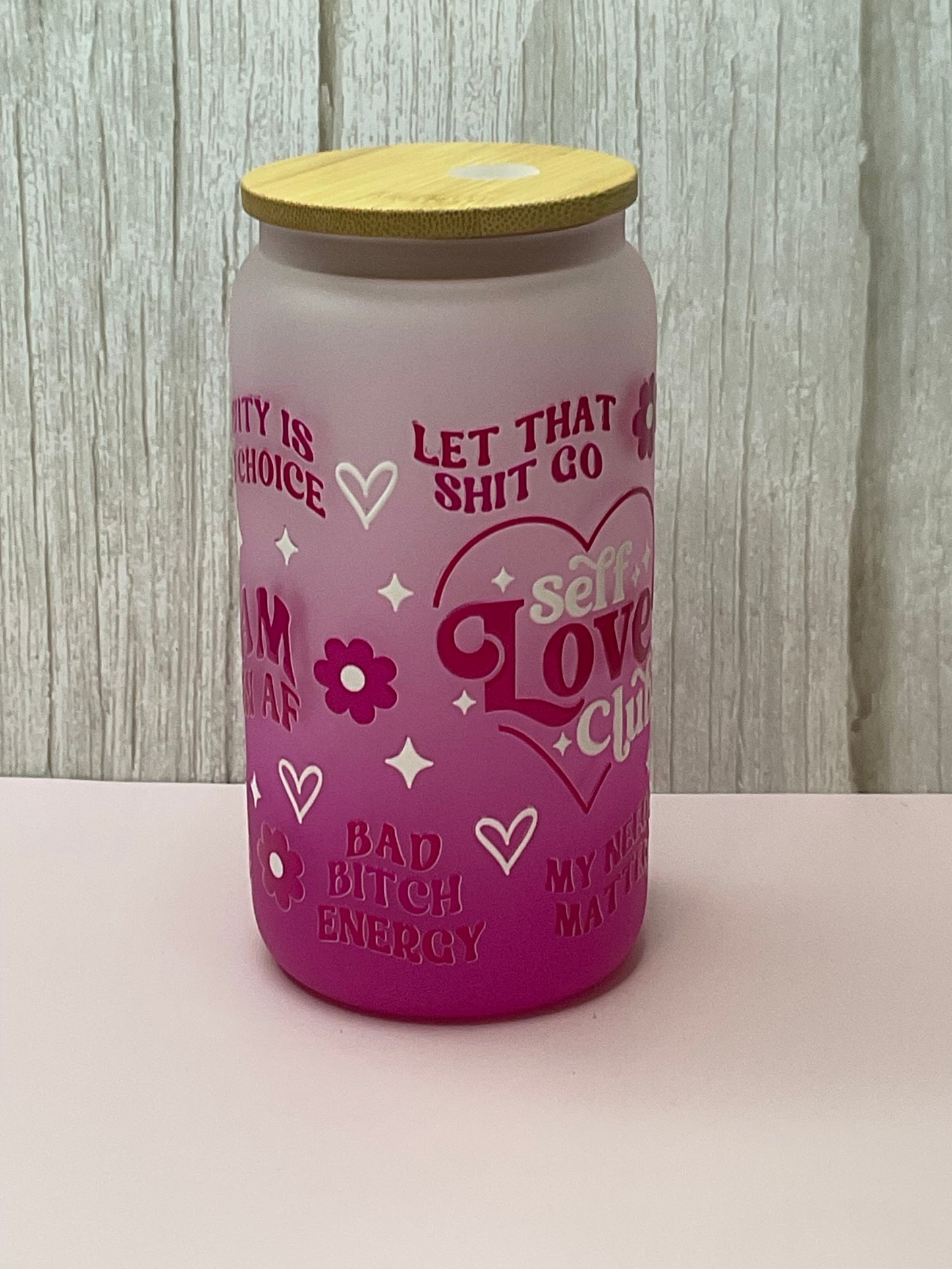 "I Am Zen AF” Frosted Glass Tumbler – Positivity Is a Damn Choice | Self-Love & Empowerment Cup