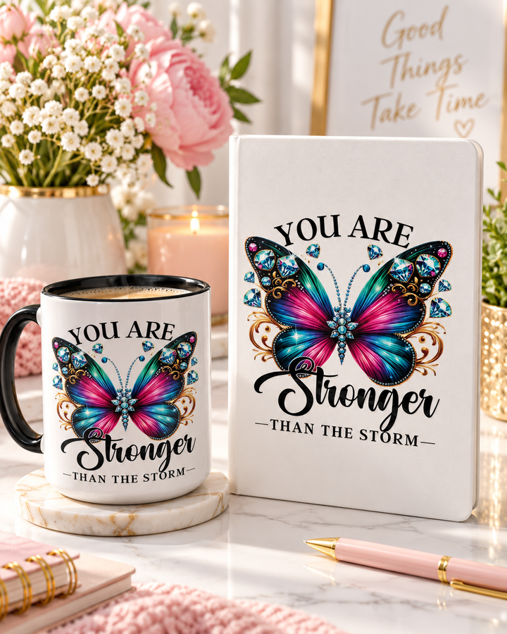 You Are Stronger Than the Storm Gift Set – 15 oz Mug &amp; Inspirational Journal with Pen