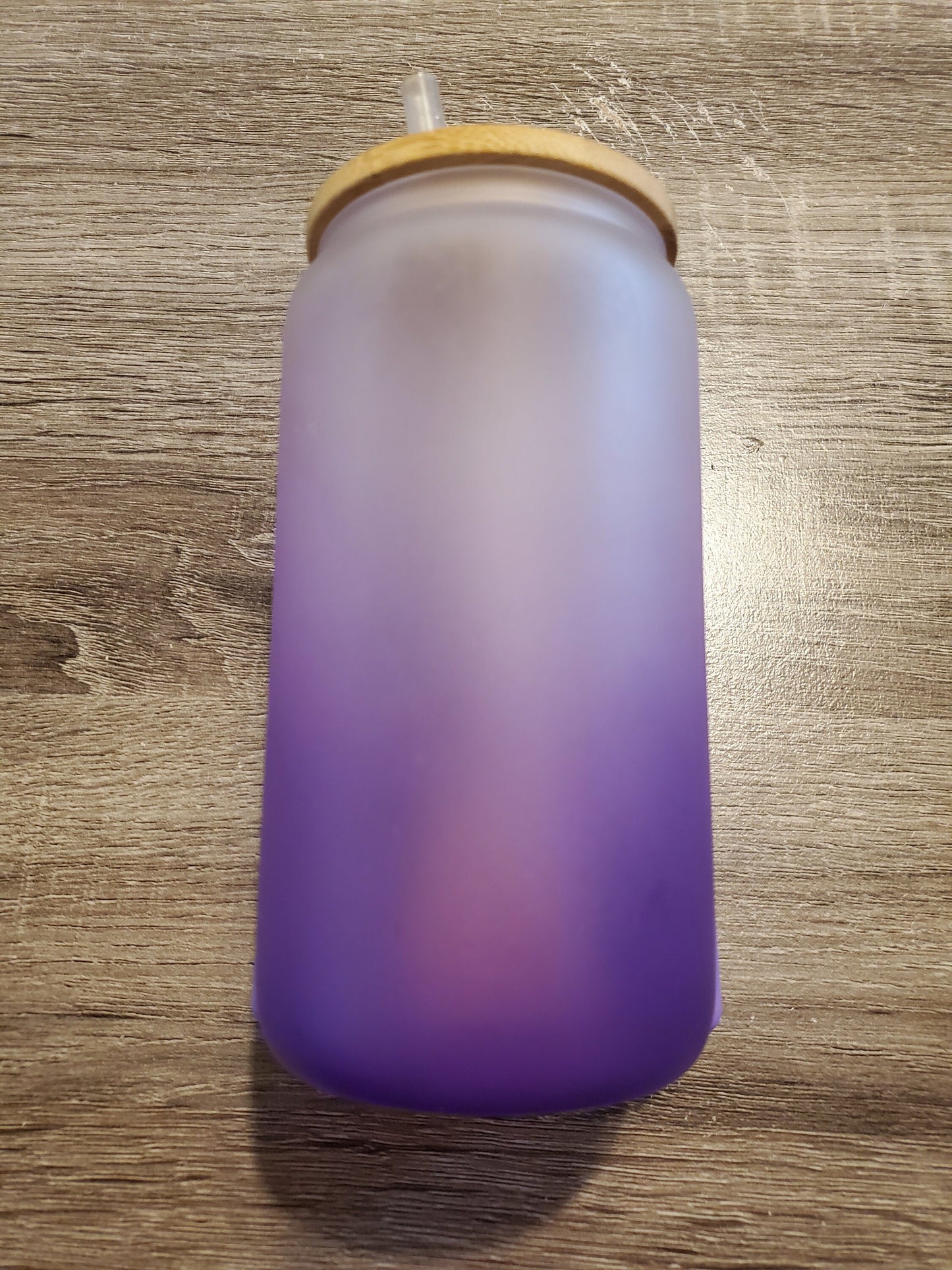 Empowering Purple Ombre Glass Water Bottle: Affirmations, Bamboo Lid