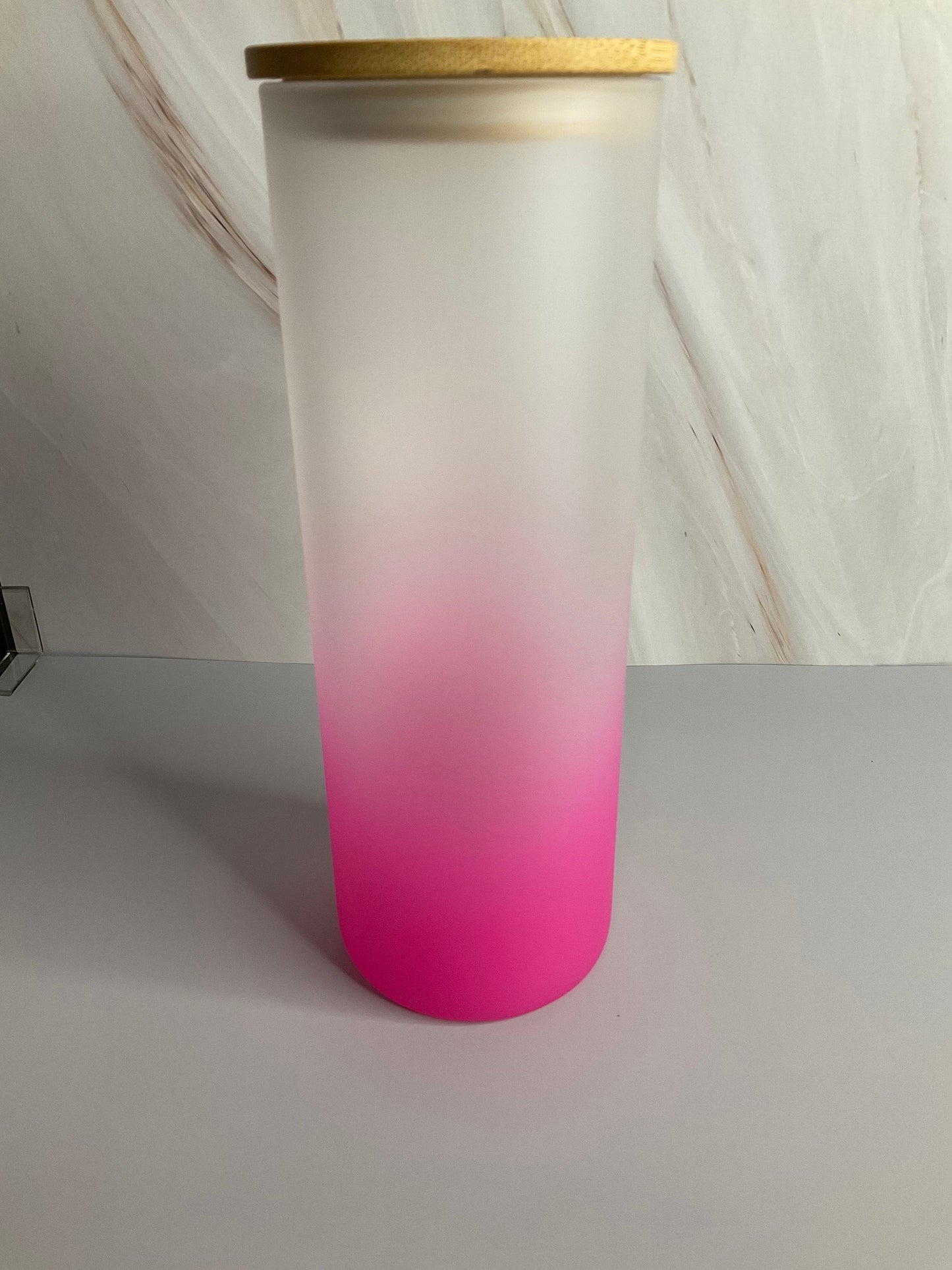I Match Energy - 25 oz Pink Ombre Tumbler with Bamboo Lid & Plastic Straw