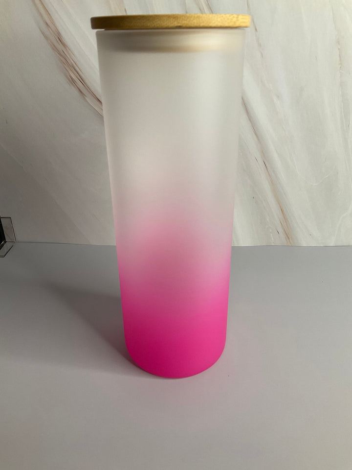 I Match Energy - 25 oz Pink Ombre Tumbler with Bamboo Lid &amp; Plastic Straw