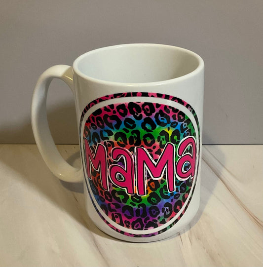 Mama Coffee Mug: Pink Leopard Print, Stylish Mom Gift