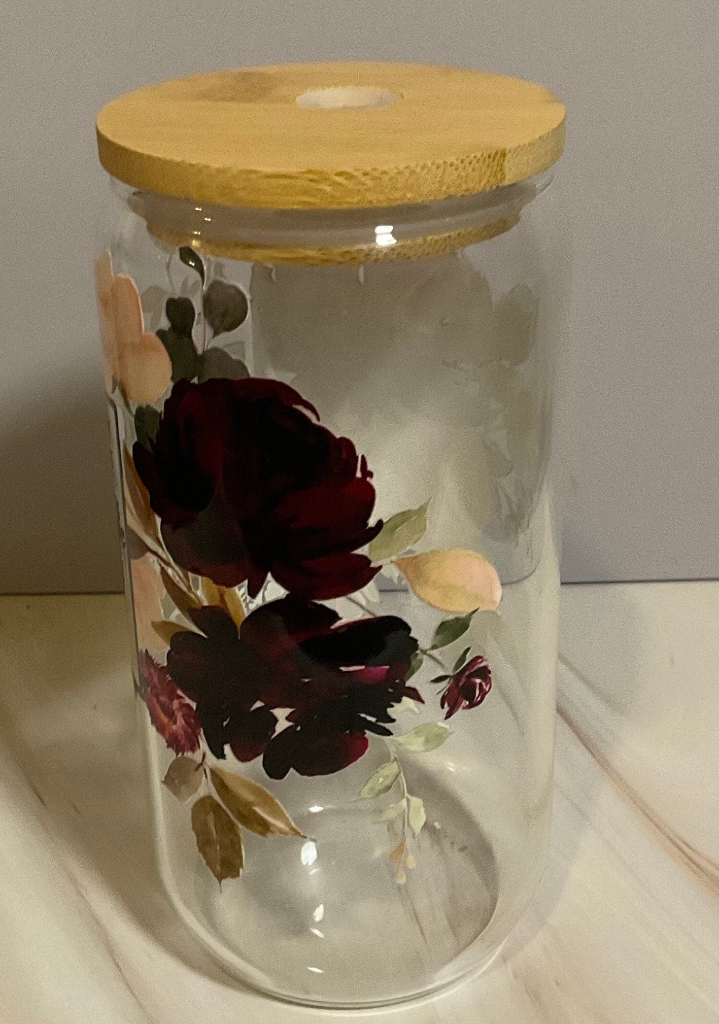 Inspirational Glass Can (16 oz): Affirmation Iced Coffee Cup with Lid & Straw