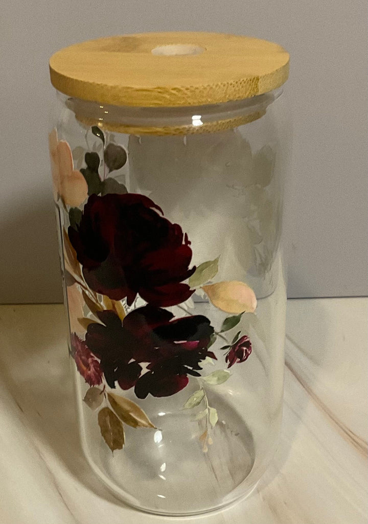 Inspirational Glass Can (16 oz): Affirmation Iced Coffee Cup with Lid &amp; Straw