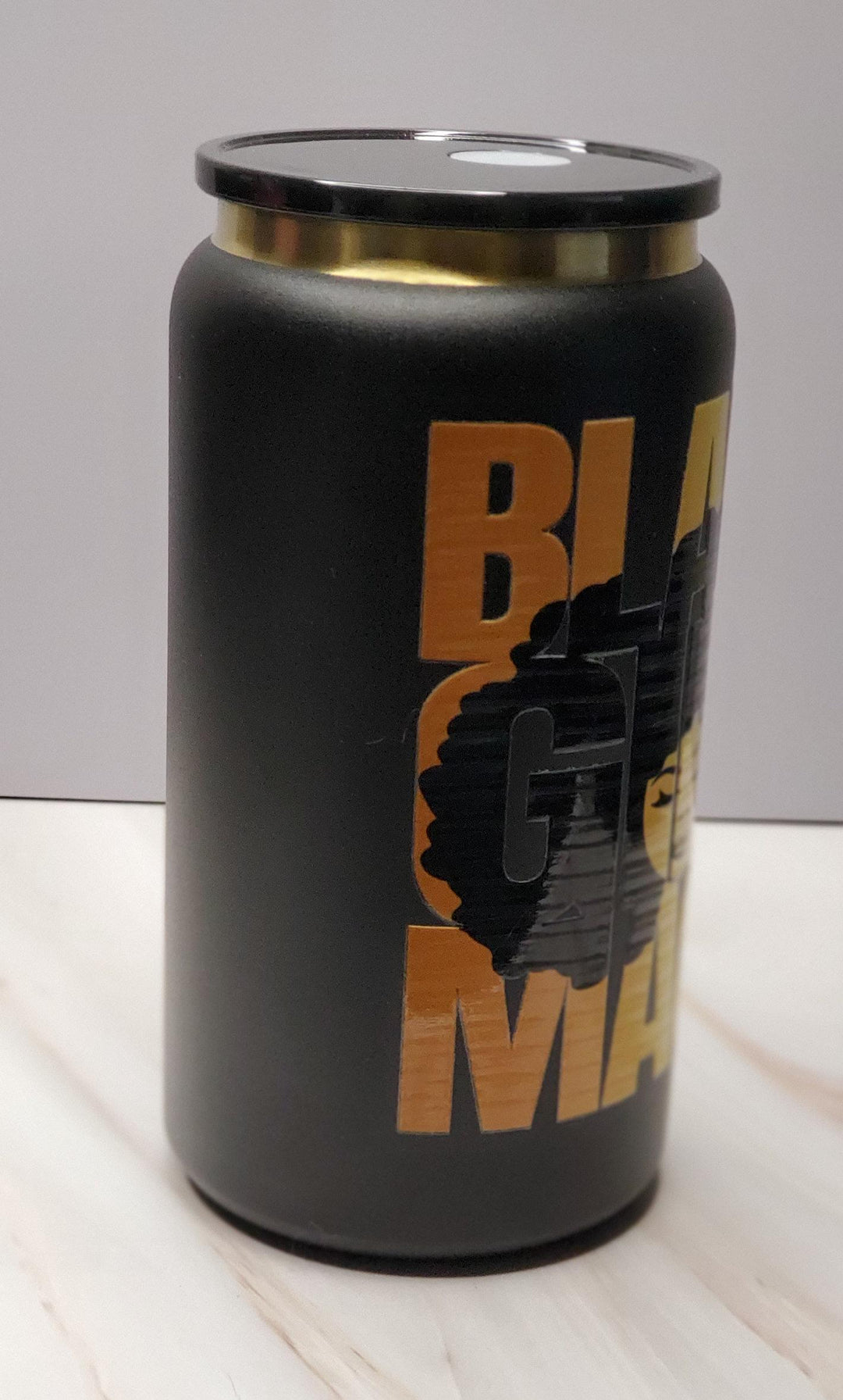 Black Girl Magic Glass Iced Coffee Cup with Lid &amp; Straw