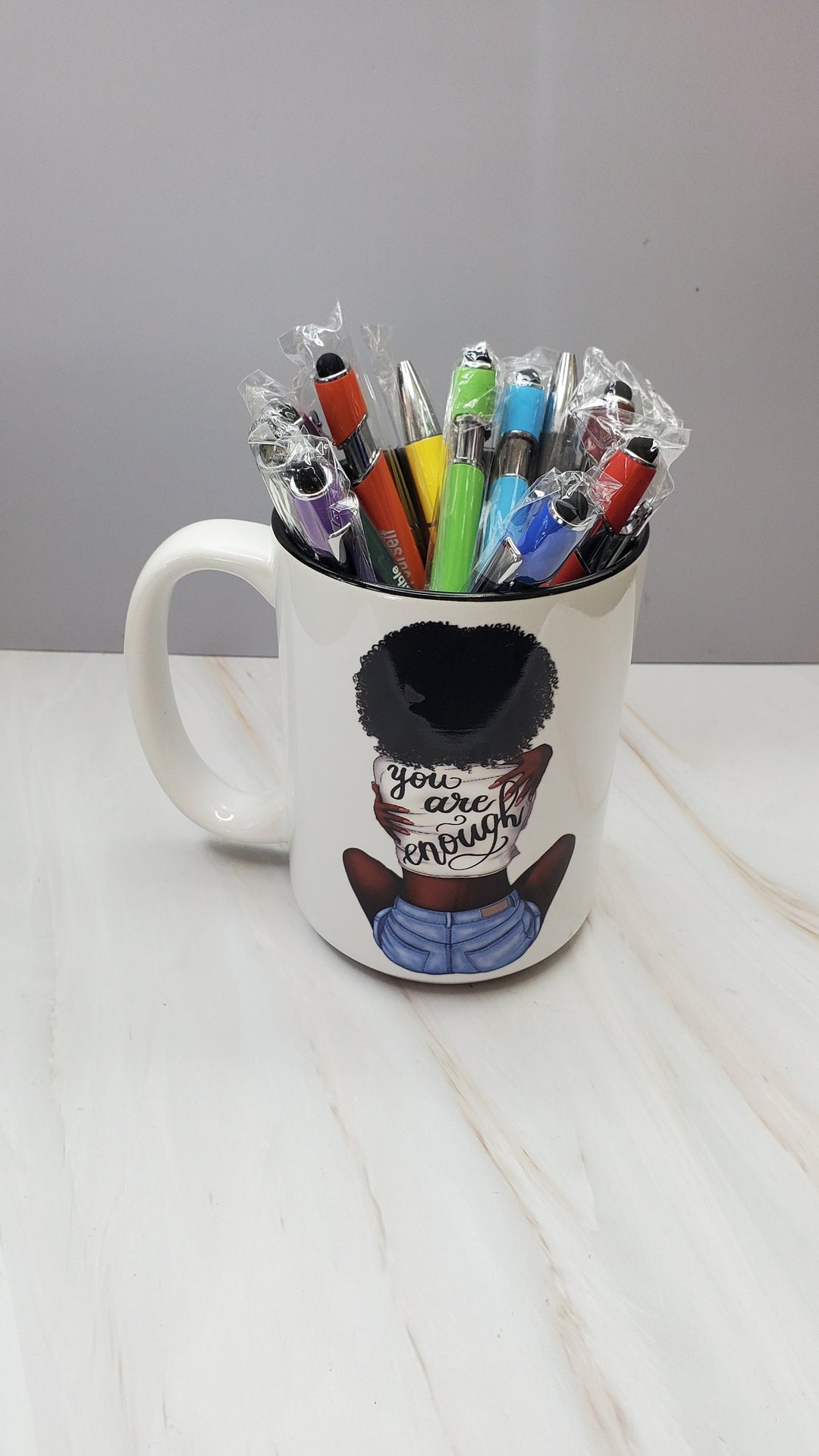 You Are Enough Coffee Mug: 15 oz Ceramic Two-Tone Mug
