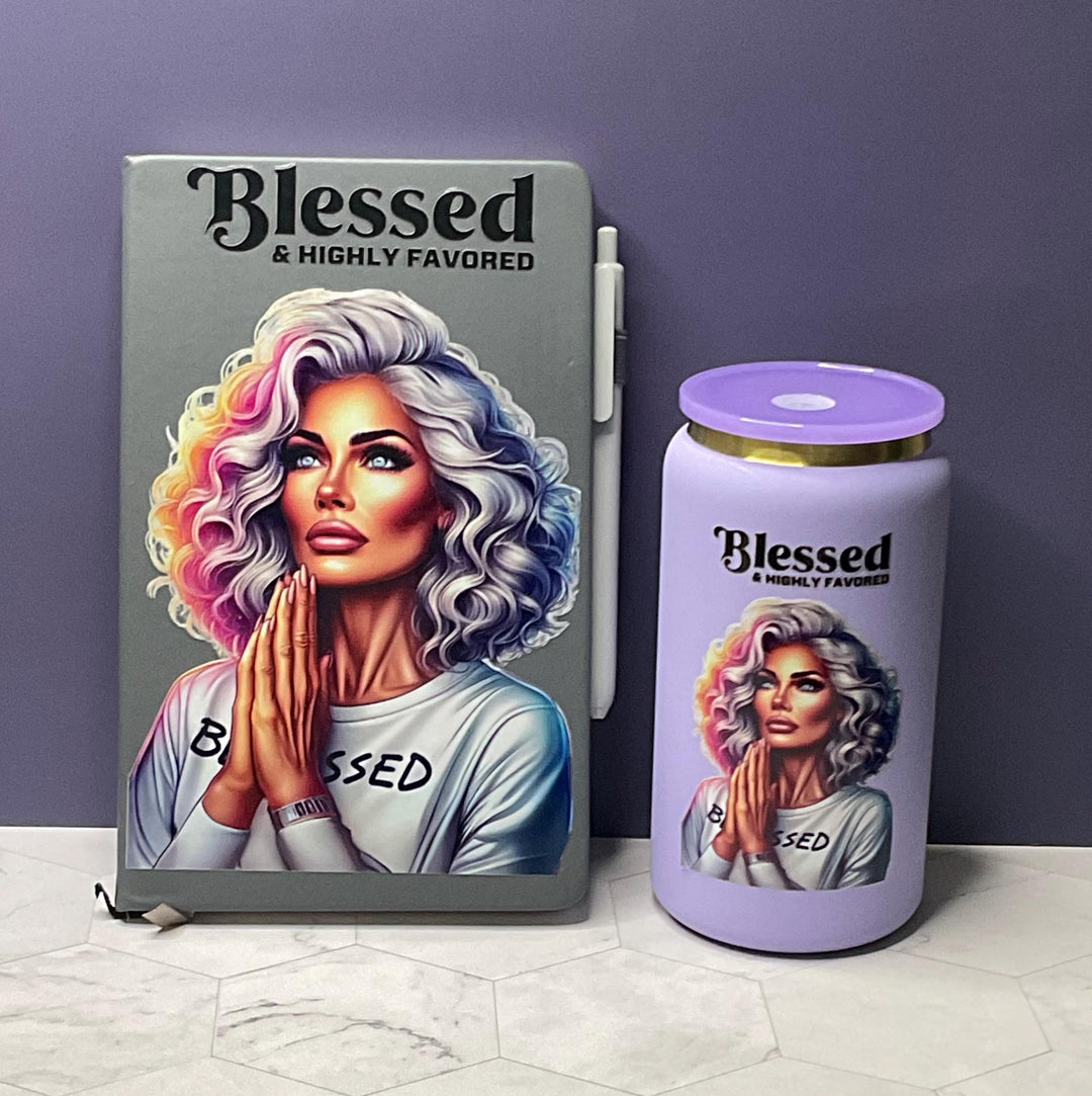 Purple Blessed Stainless Steel Tumbler: 16 oz Insulated Iced Coffee Cup