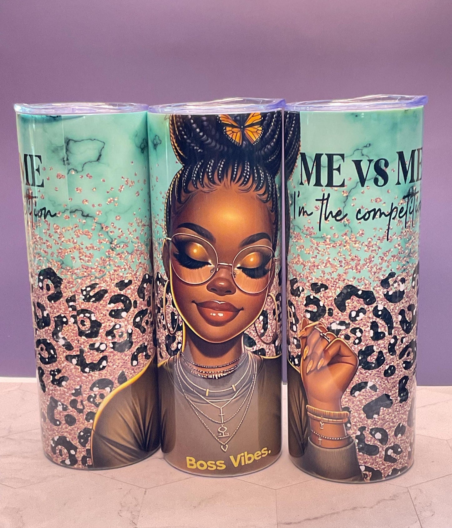 Boss Vibes Tumbler: Melanin Queen Stainless Steel Insulated 20 oz