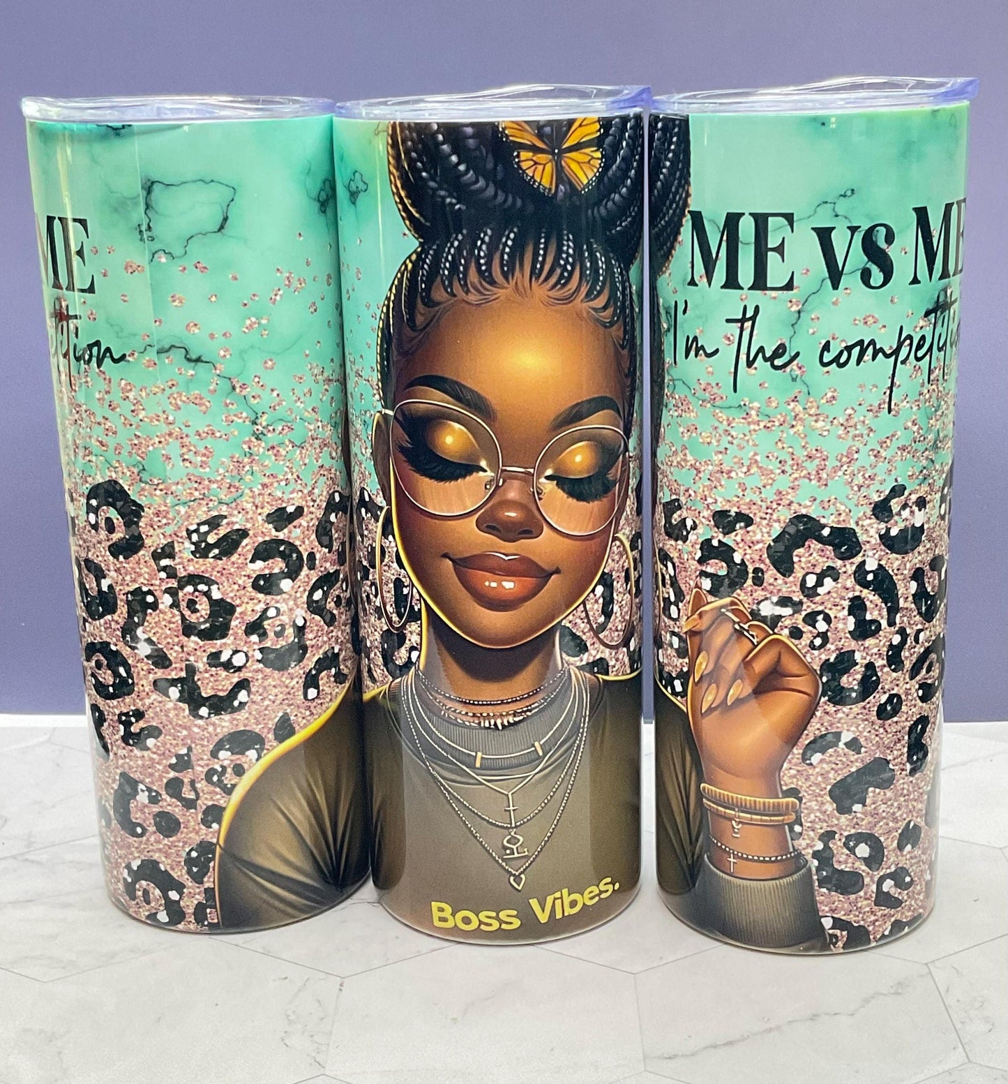 Boss Vibes Tumbler: Melanin Queen Stainless Steel Insulated 20 oz