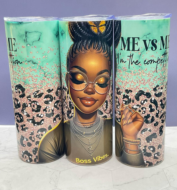Boss Vibes Tumbler: Melanin Queen Stainless Steel Insulated 20 oz