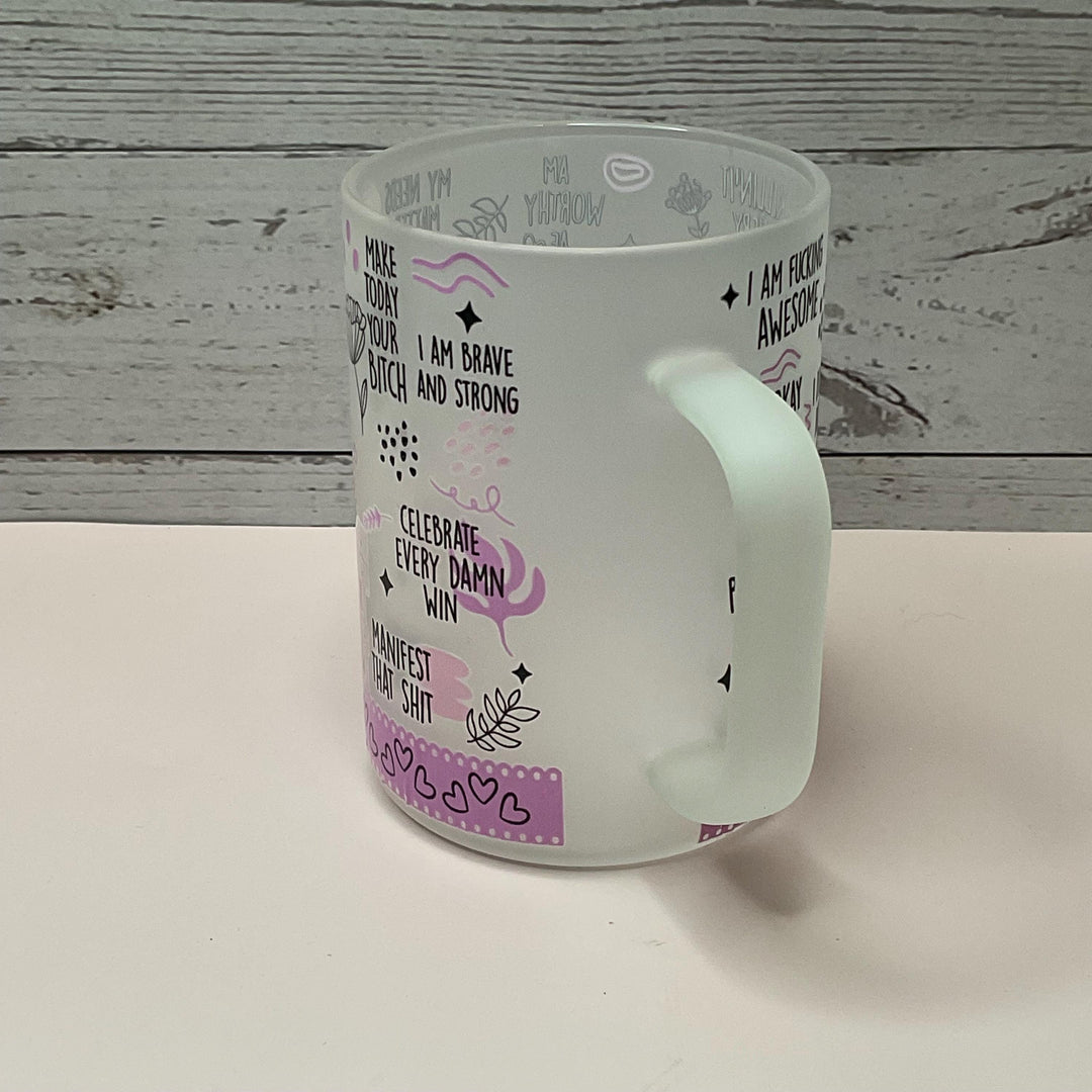 Affirmations Frosted Coffee Mug - Stylish Mom Gift (15 oz)