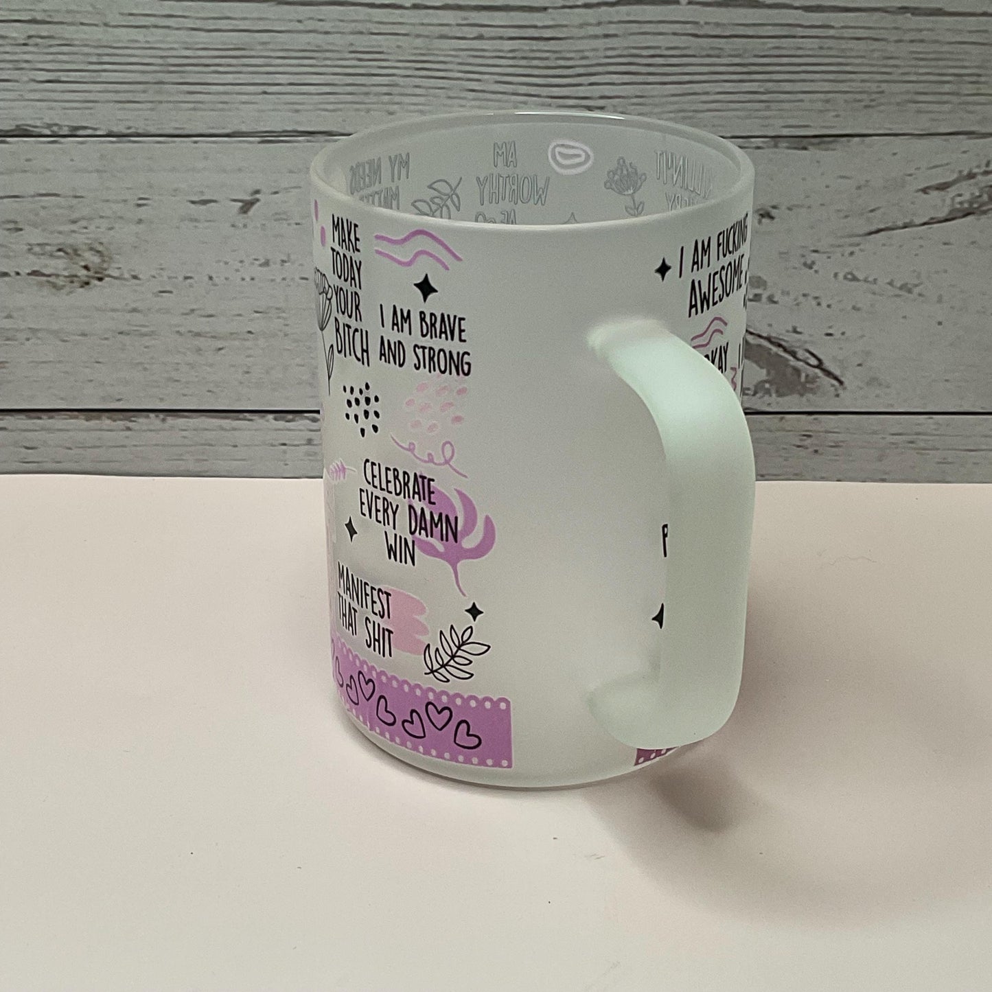 Affirmations Frosted Coffee Mug - Stylish Mom Gift (15 oz)